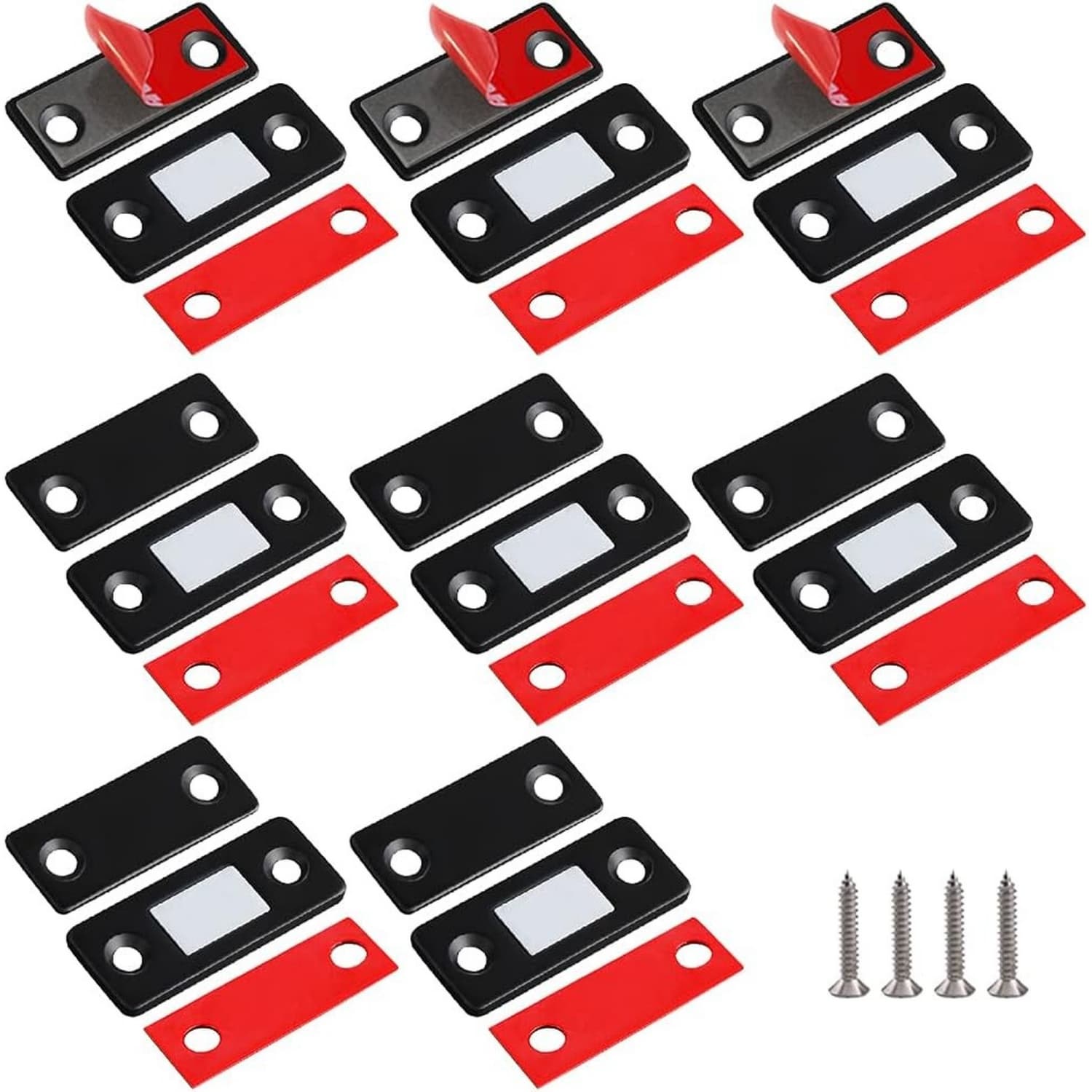 OGETFUUR 8-Pack Ultra Thin Black Magnetic Catch Cabinet Latch for Cabinets Kitchen Closet Door Closing Magnetic Door Catch Closer