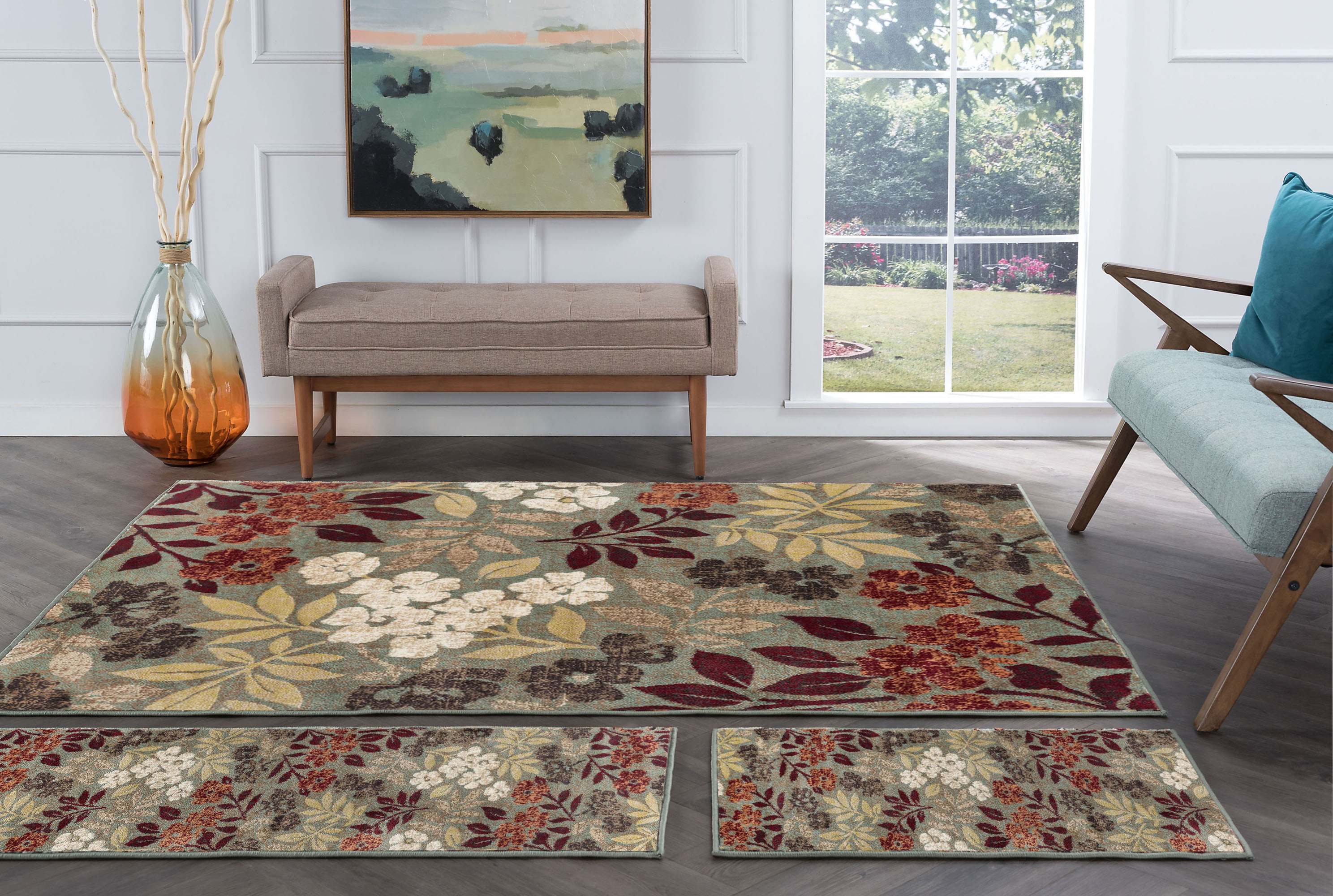 Tayse DCO1313 SET3 Deco Multiple sizes (ft) Loomed Polypropylene Seafoam Rectangular Indoor Area rug