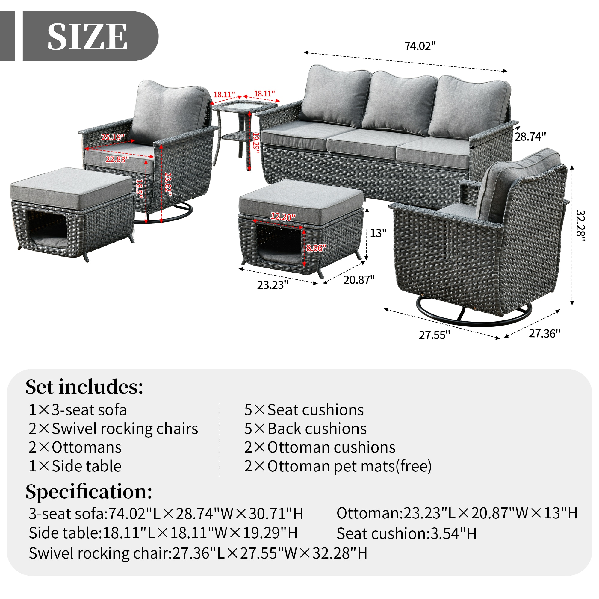Ovios BP-206Y Patio-Conversation-Sets - View #7