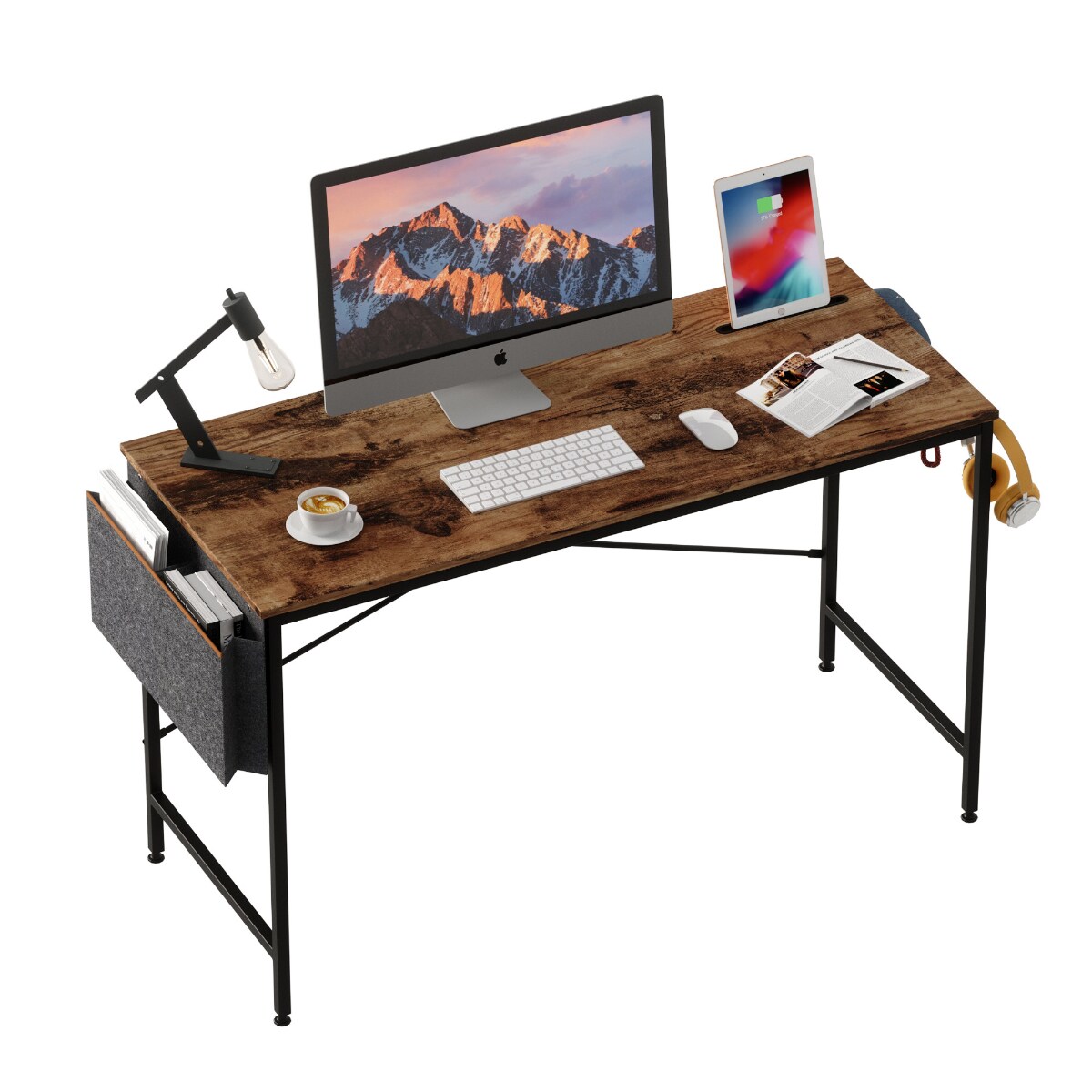 HomeRoots 4000399574 39 in. Modern Rustic Brown and Black Computer Desk