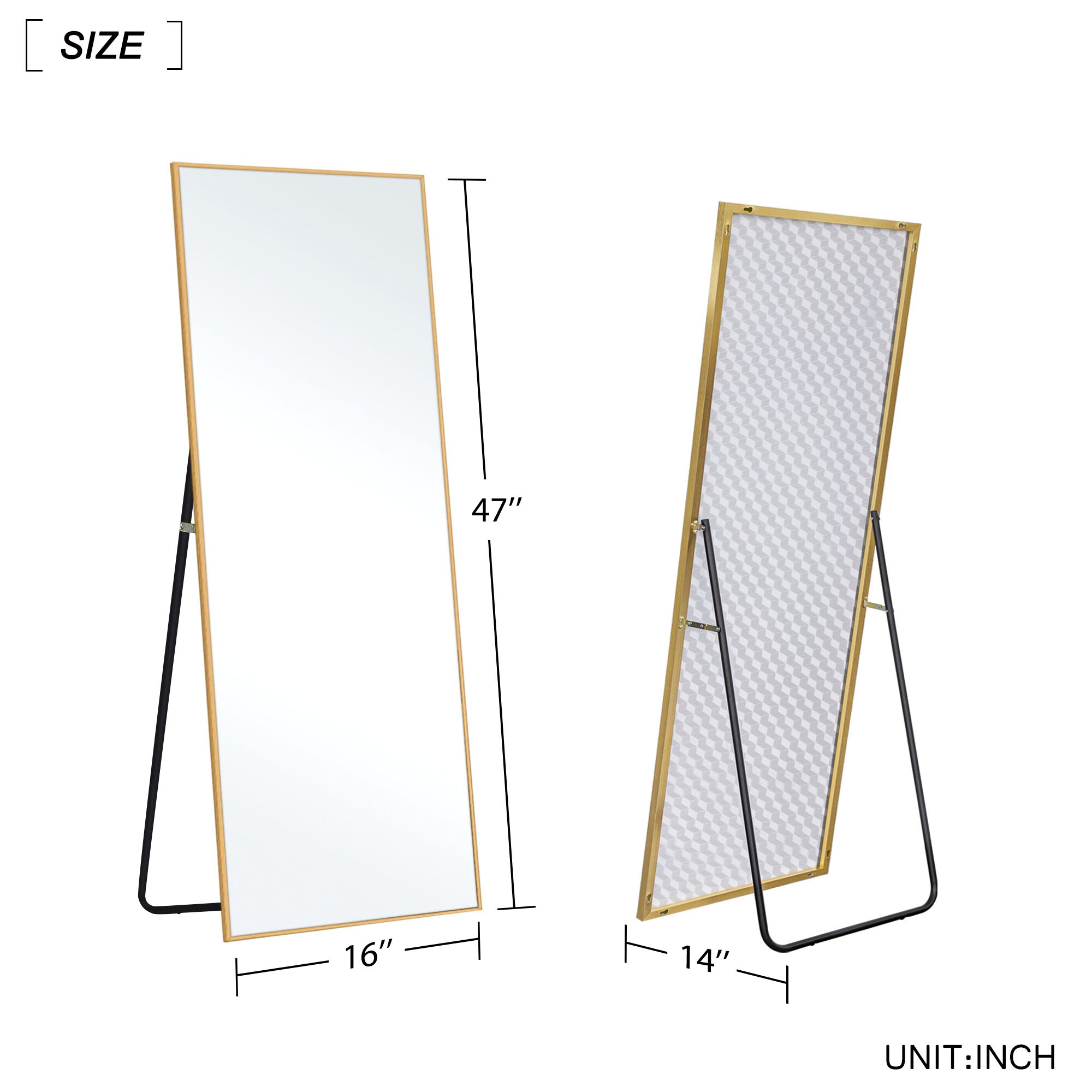 16-in W x 48-in H Gold Framed Full Length Wall Mirror in the Mirrors ...