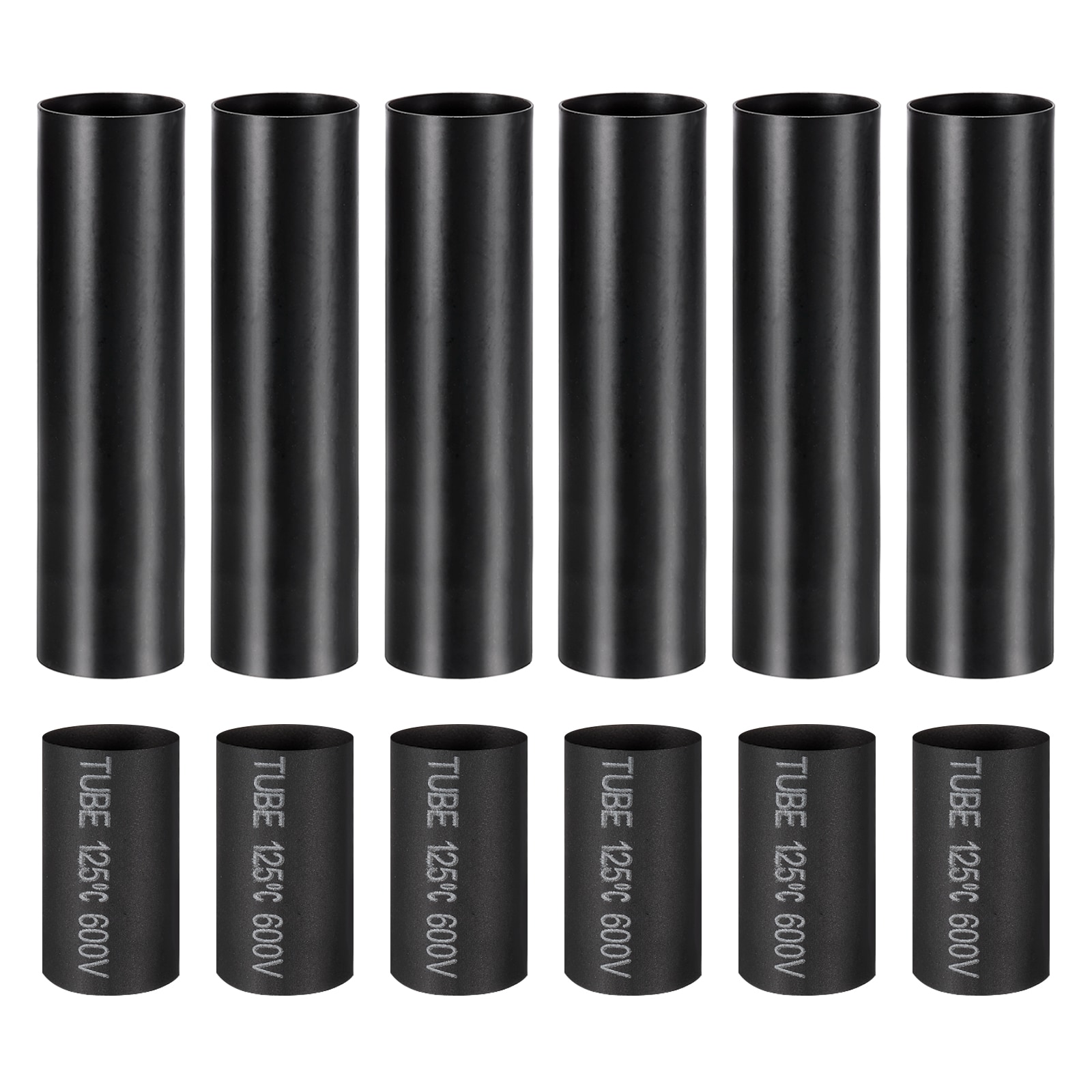 PATIKIL 3.5inch Tall Candle Covers Sleeves 6pcs Metal E12 Chandelier Socket Sleeves with Insulation Heat Shrinkable Flame Retardant Tube Bulb Light Base Holder for Lamps Black