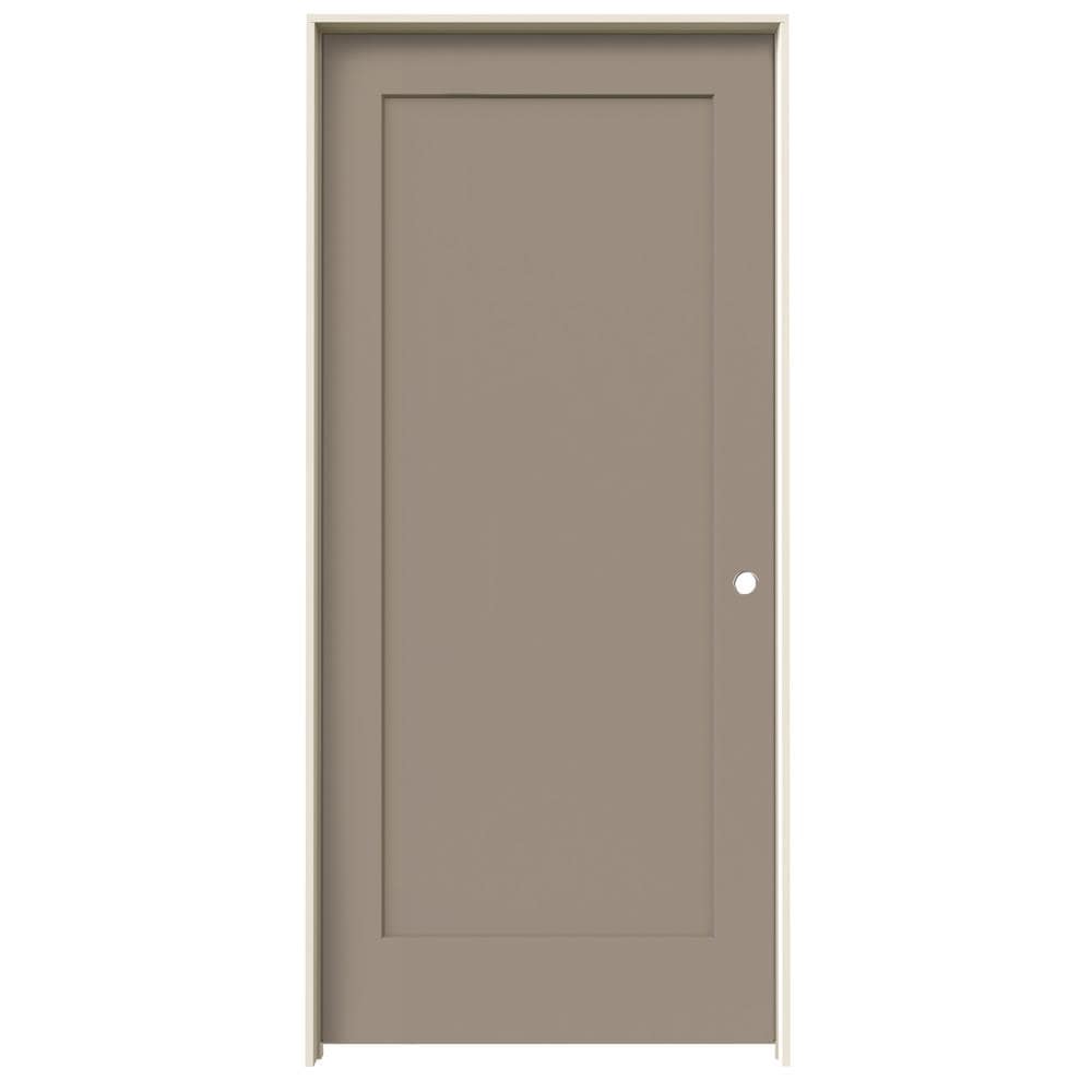 JELD-WEN Madison 36-in x 80-in Pottery 1-panel Square Hollow Core Prefinished Molded Composite Left Hand Single Prehung Interior Door in Brown -  LOWOLJW191200175