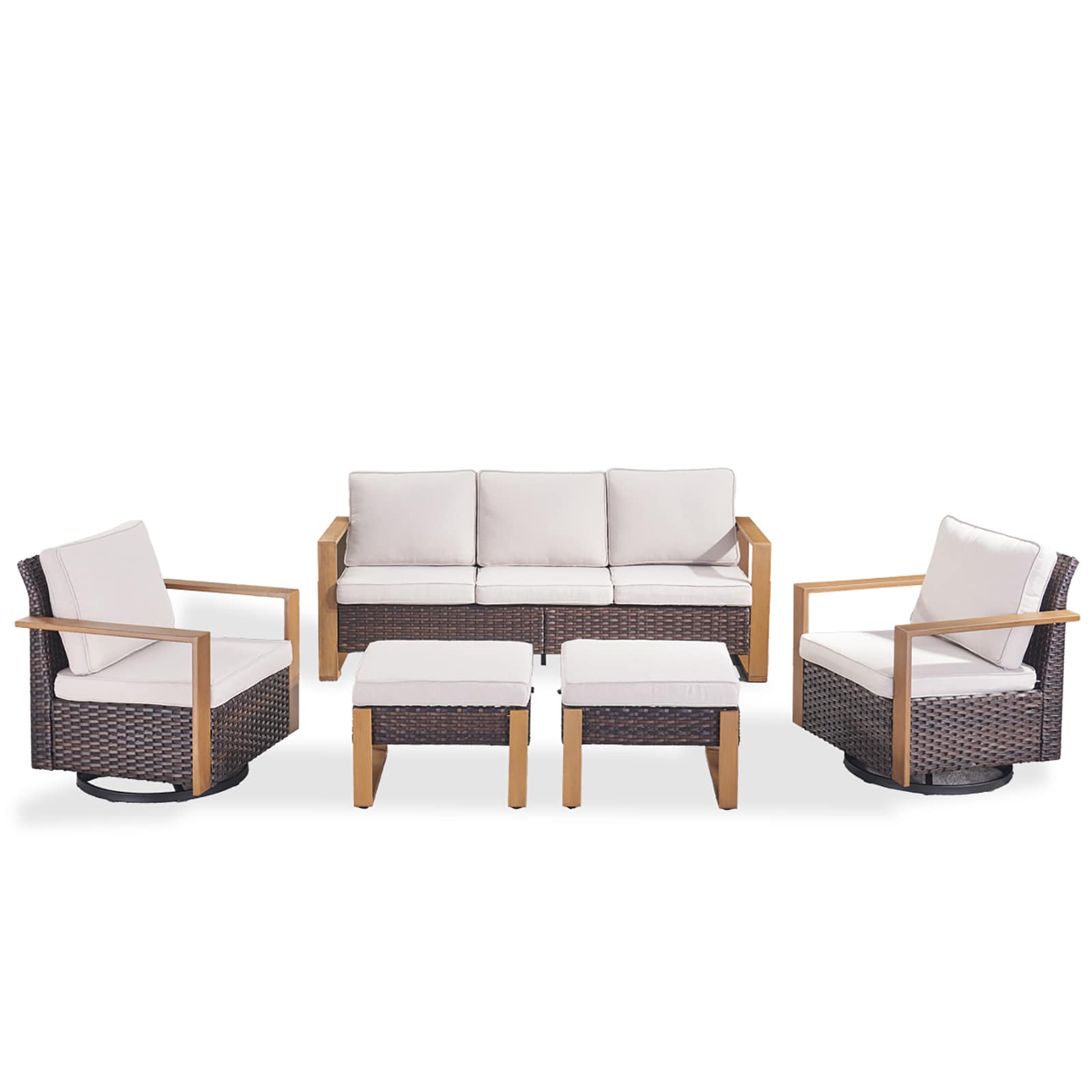 Rilyson FS126130136-2 5 -Piece Wicker Patio Sofa Conversation Set with Multiple color/finishes Cushions