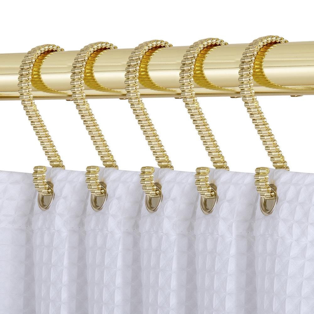 Utopia Alley Gold Zinc Single Shower Curtain Hooks (12-Pack) at