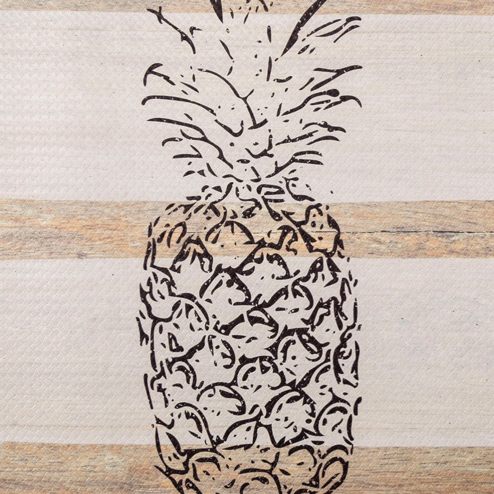 Beige and Black Pineapple Anti-Fatigue Kitchen Mat 17.5"x30"