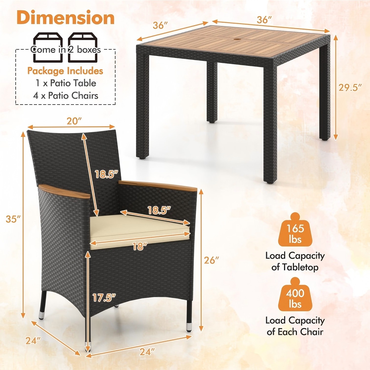 Forclover HBV-6855C Patio-Dining-Sets - View #5
