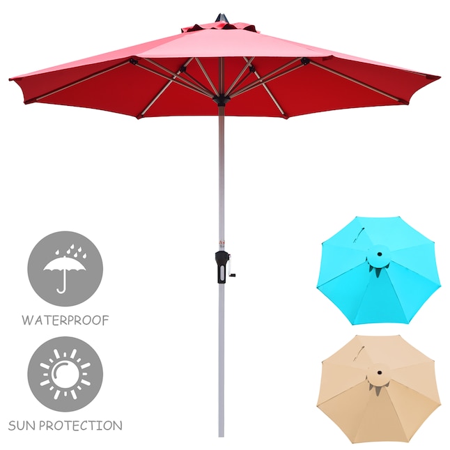 Goplus 9 Ft Market Patio Umbrella In, What Size Umbrella For A 54 Inch Round Table