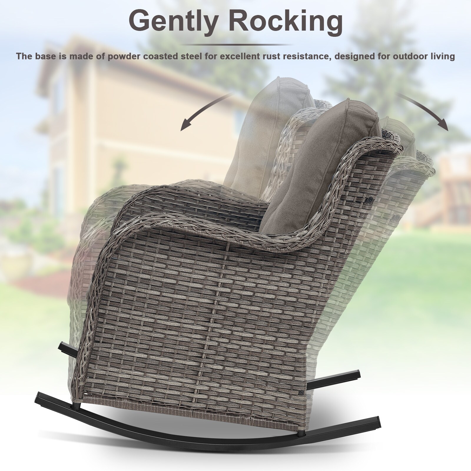 Rilyson Curved Handrail Set Of 2 Wicker Gray Wicker Frame Rocking Chair ...