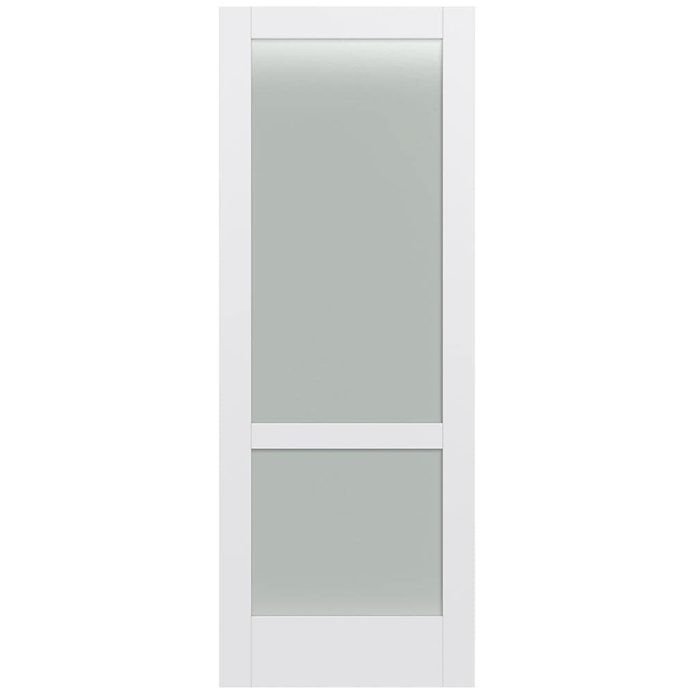 JELD-WEN LOWOLJW221100288 MODA 1023W 36-in x 96-in Primed 2-panel square Frosted glass Smooth Solid core Primed MDF Slab Door