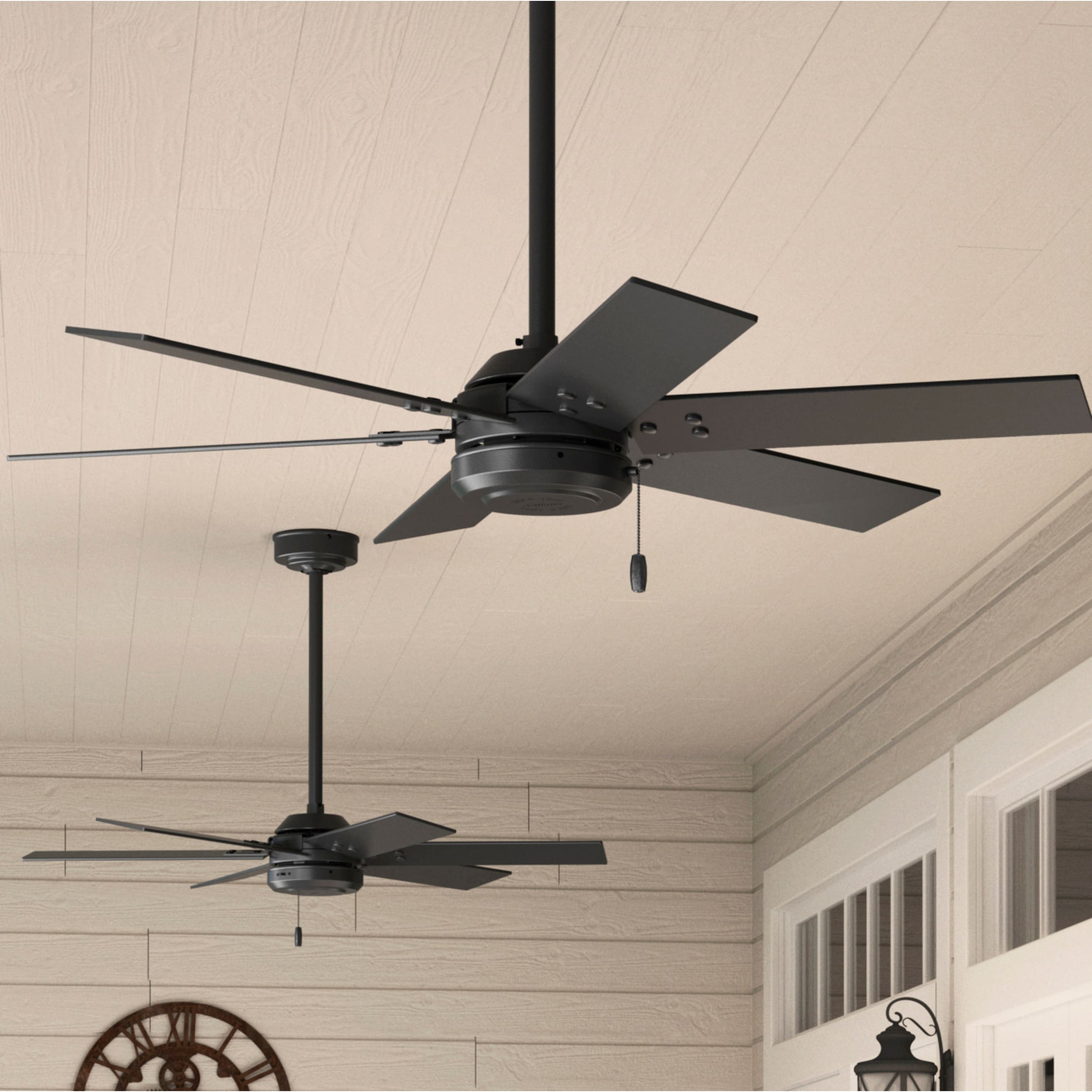 Hunter Perlman 44 In Matte Black Indoor Outdoor Ceiling Fan 6 Blade The Fans Department At Lowes Com