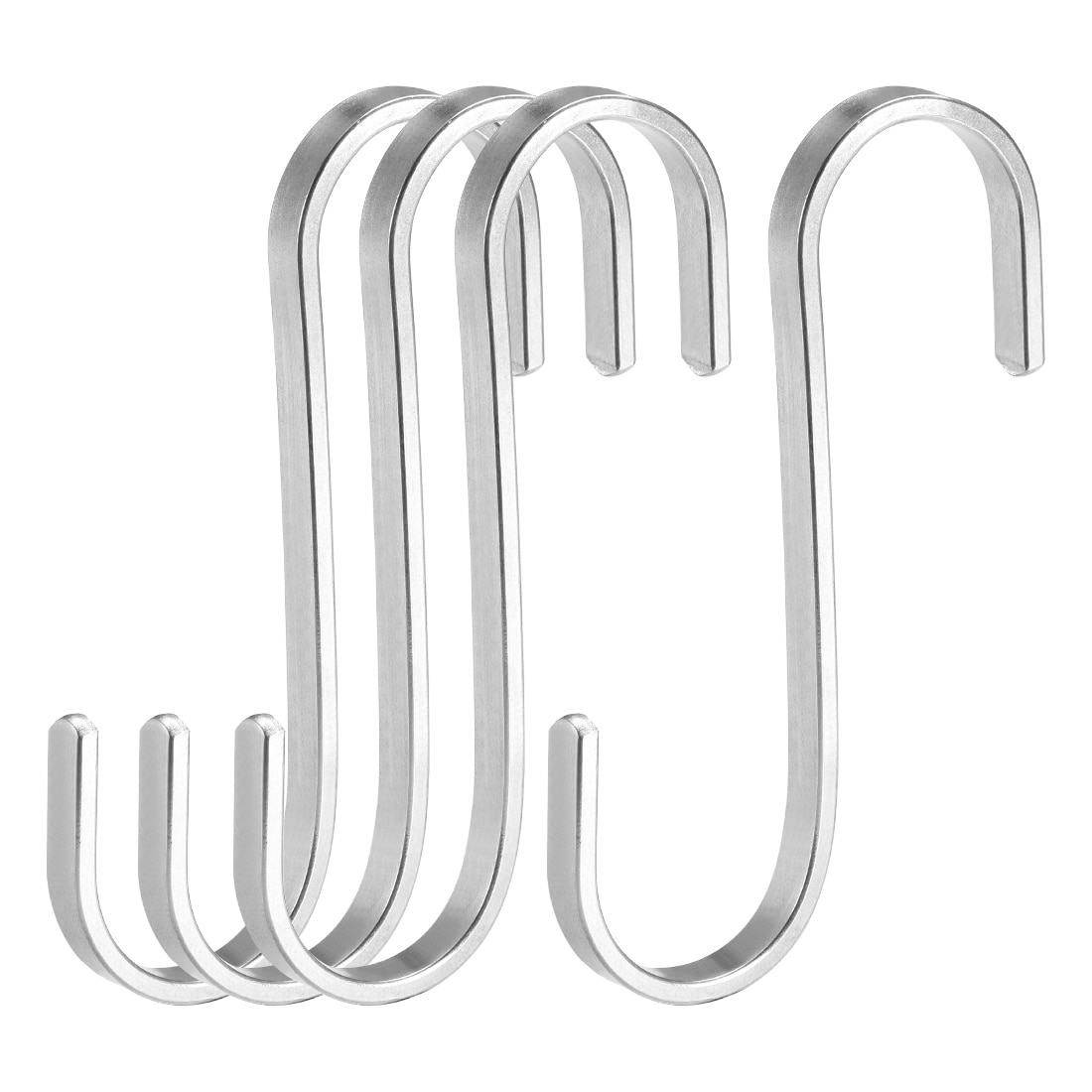 Unique Bargains Stainless Steel S Hooks 3inch Flat S Shaped Hook Hangers for Kitchen Bathroom Bedroom Storage Room Office Outdoor Multiple Uses 4pcs #S26051300UX3872