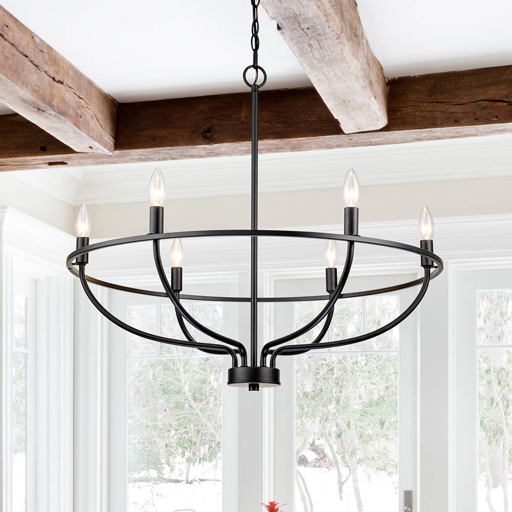 EDISLIVE Y81010000038518 6 -Light Black Modern/contemporary For Use in Bedrooms, Dining Rooms, Foyers, Kitchens, Living Rooms Chandelier