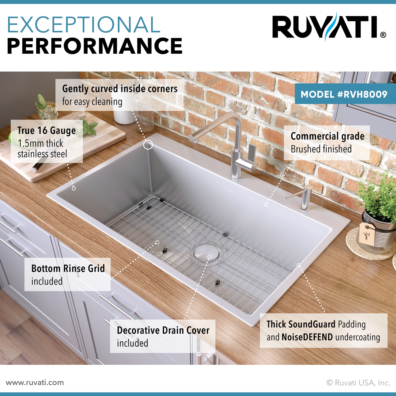 Ruvati RVH8009 Kitchen-Sinks - View #3