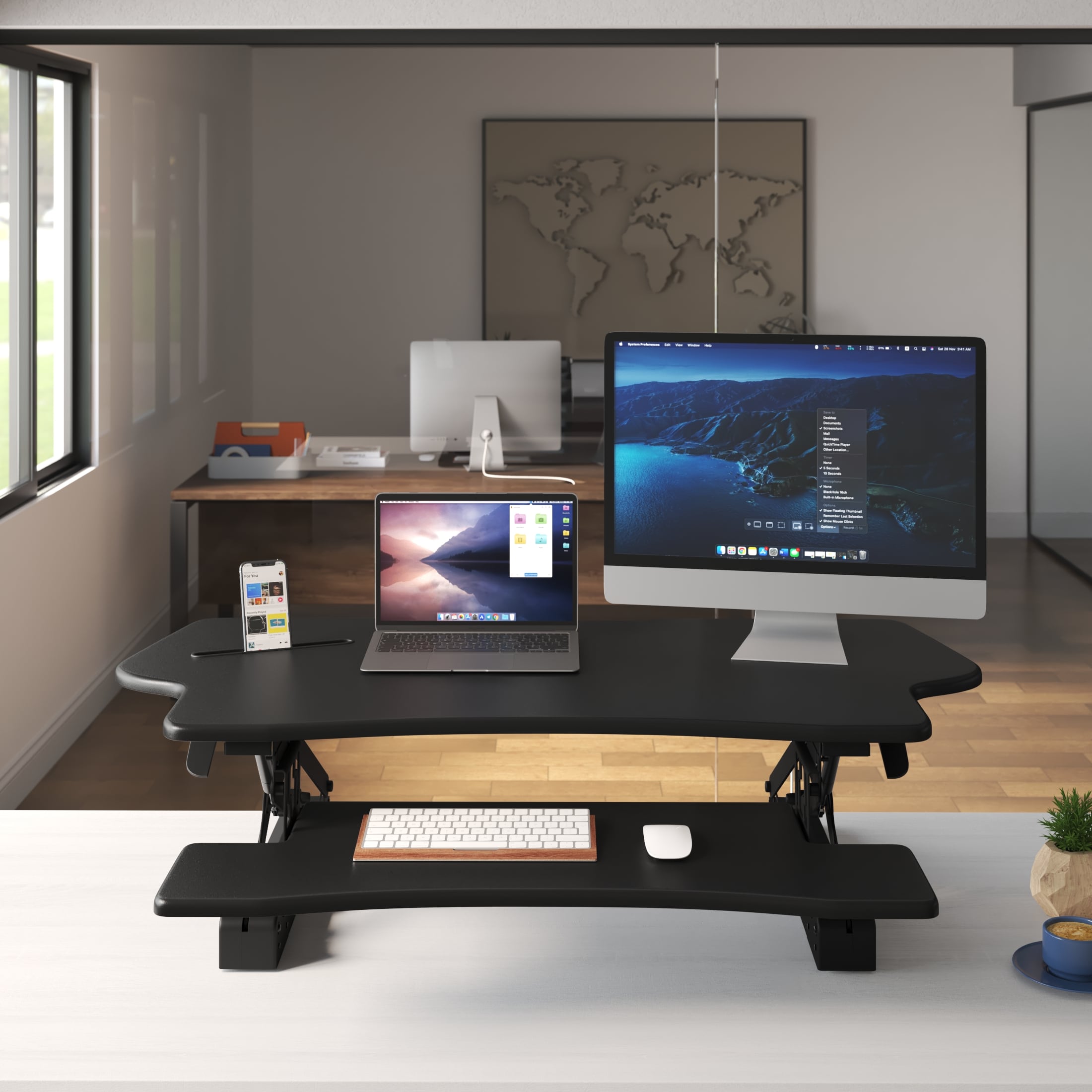 ErgoFlex Black Metal 50.6" Wide Standing Desk Converter with Gas Spring