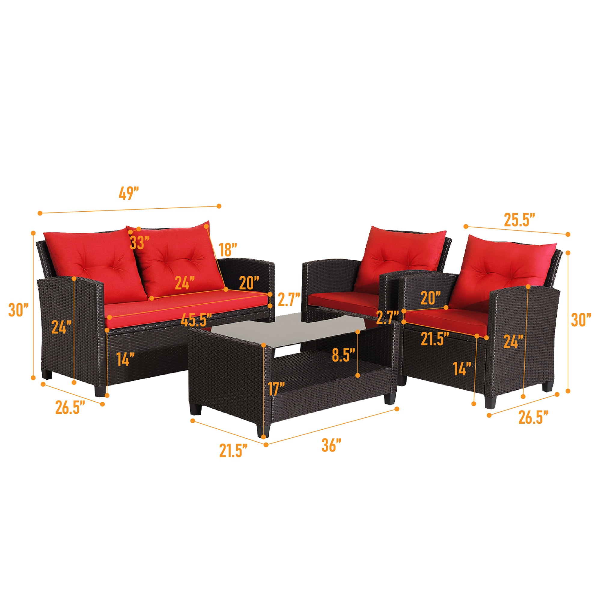 WELLFOR OUJ66742RE+ Patio-Conversation-Sets - View #10