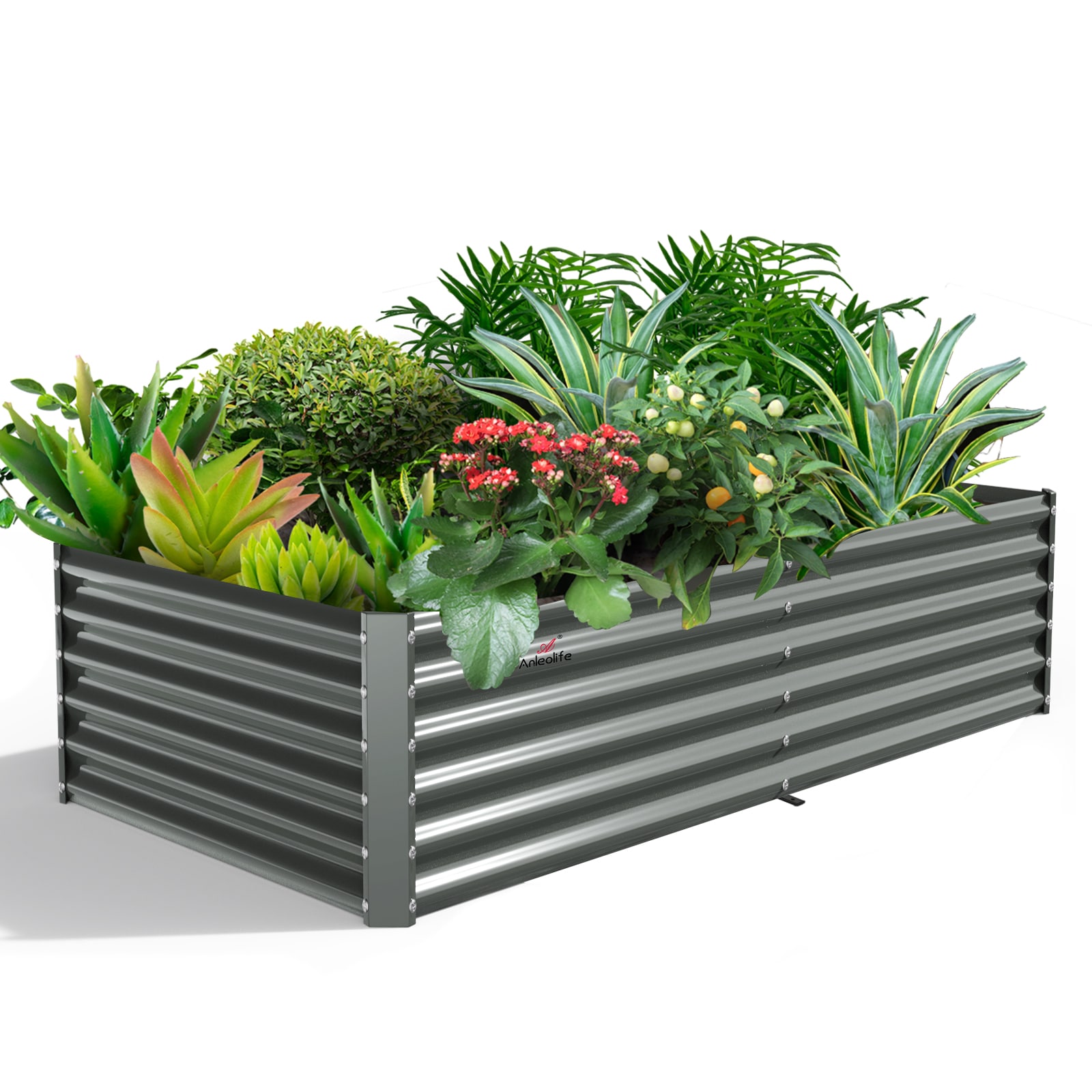 Damerin RBSZYYX-07 48-in W x 96-in L x 18-in H Quartz Grey Metal Raised Garden Bed