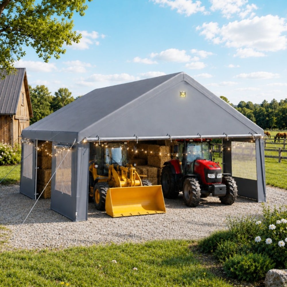 U-HOMY - 20x20 ft Portable Heavy-Duty Carport Canopy