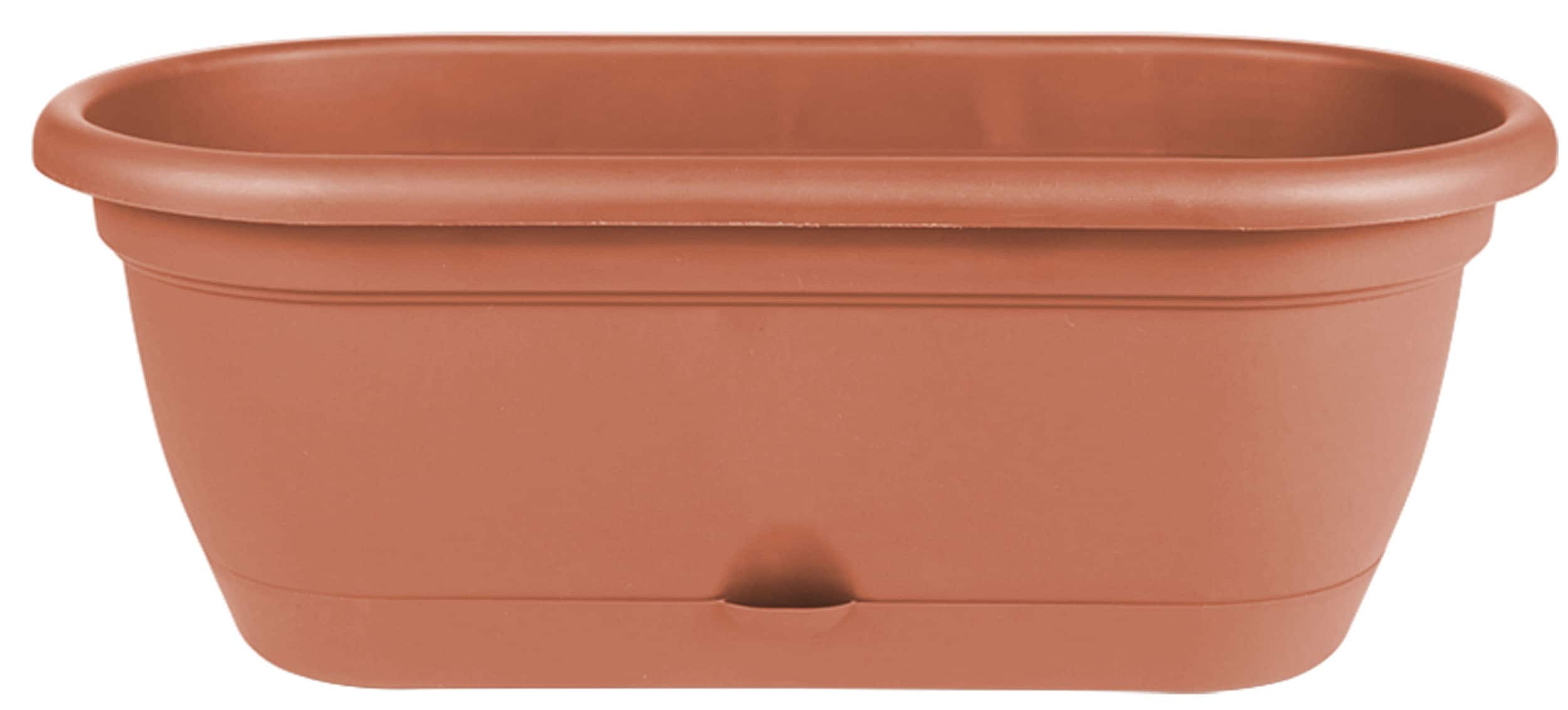 Bloem LWB1846 19-Inches W Medium Brown Plastic Indoor/Outdoor Window box with Drainage Holes with Self Watering Attached Saucer