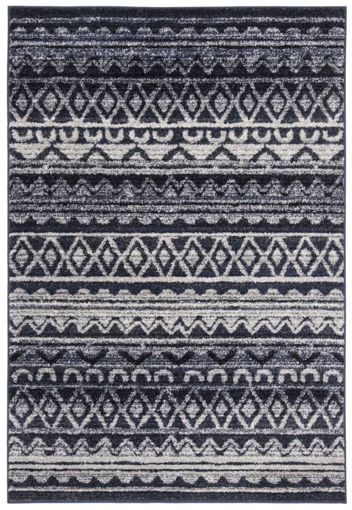 Safavieh ADR119M-5 Adirondack Gage 5 x 8 (ft) Loomed Polypropylene Ivory/Navy Rectangular Indoor Abstract Lodge Area rug
