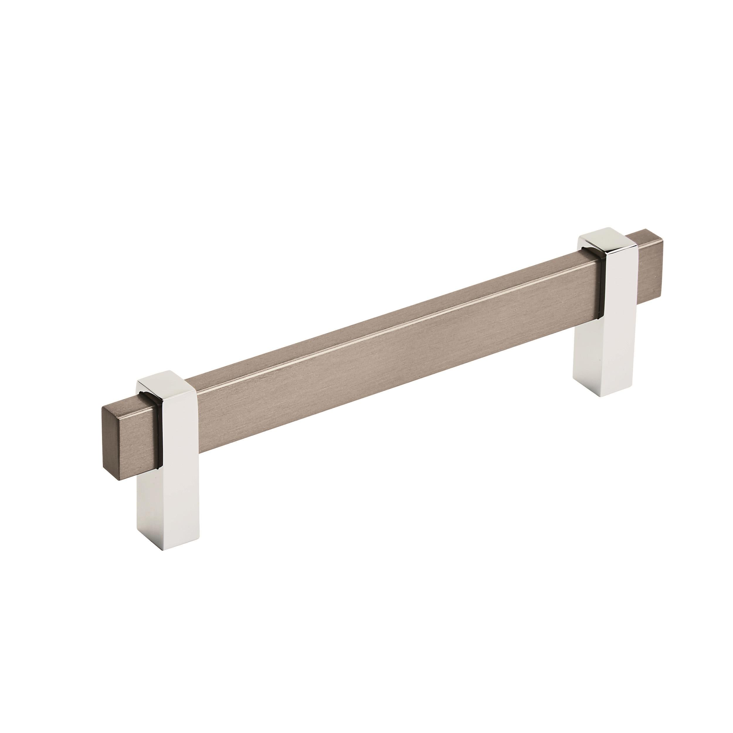 Amerock BP36724BBN26 Mulino 5-1/16-in , 128mm Center to Center Black Brushed Nickel/Polished Chrome Rectangular Bar