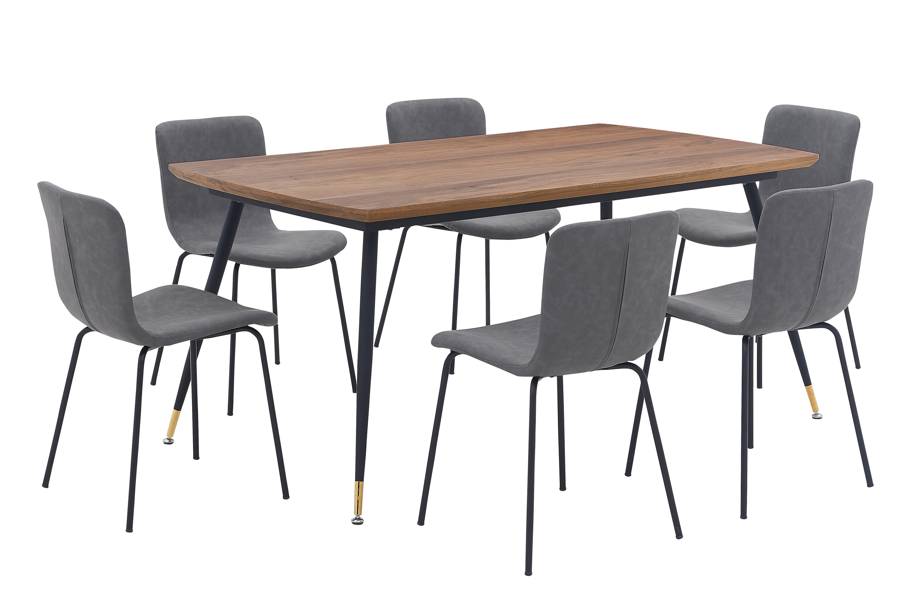 Armen Living SETMSDIGR7C Brushed Stainless Steal Contemporary/Modern Dining Room Set with Round Table (Seats 6)