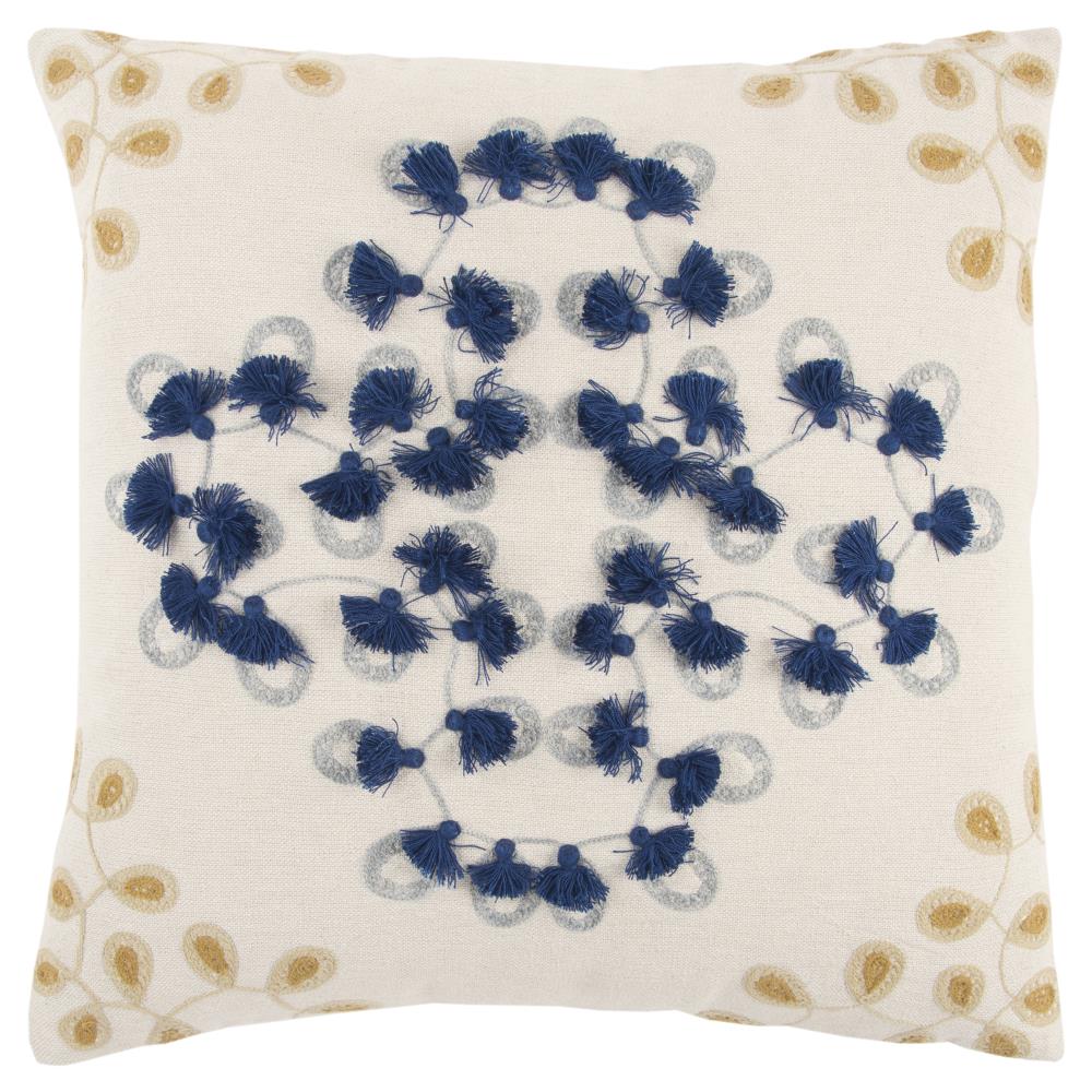 Rizzy Home T13074 Poly Filled Pillow 20-in x 20-in Natural Square Indoor Decorative Pillow