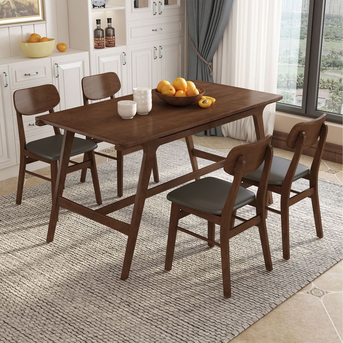 JASMODER ST000041AAD Brown Contemporary/Modern Dining Room Set with Rectangular Table (Seats 4)