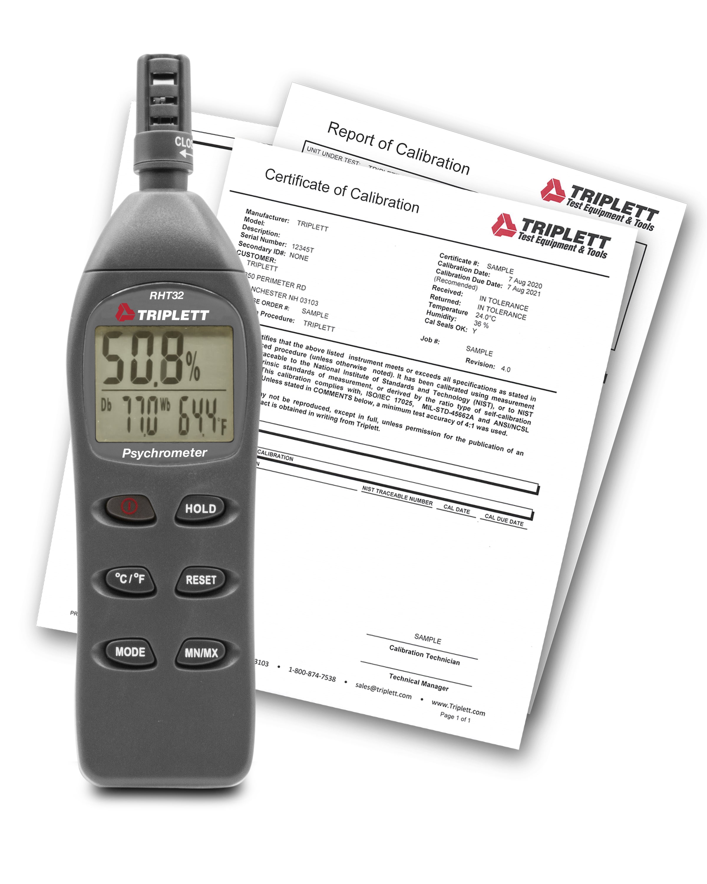 TRIPLETT RHT32-NIST Lcd Display Psychrometer Specialty Meter