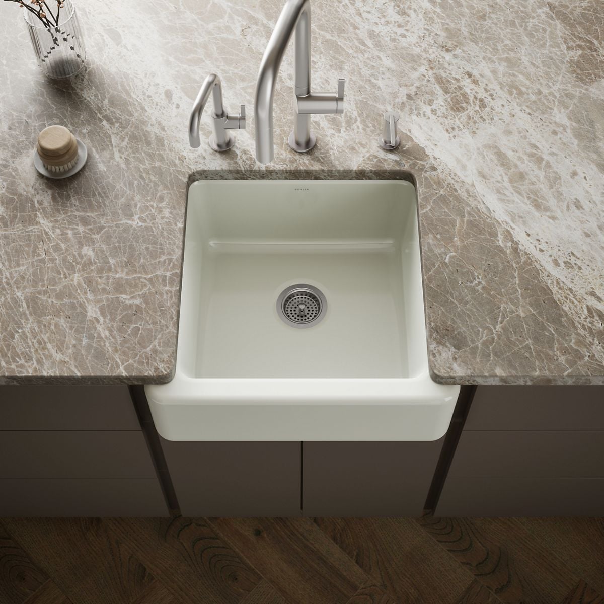 KOHLER Whitehaven Undermount 23.7-in x 21.58-in Cast iron Single bowl Kitchen Sink