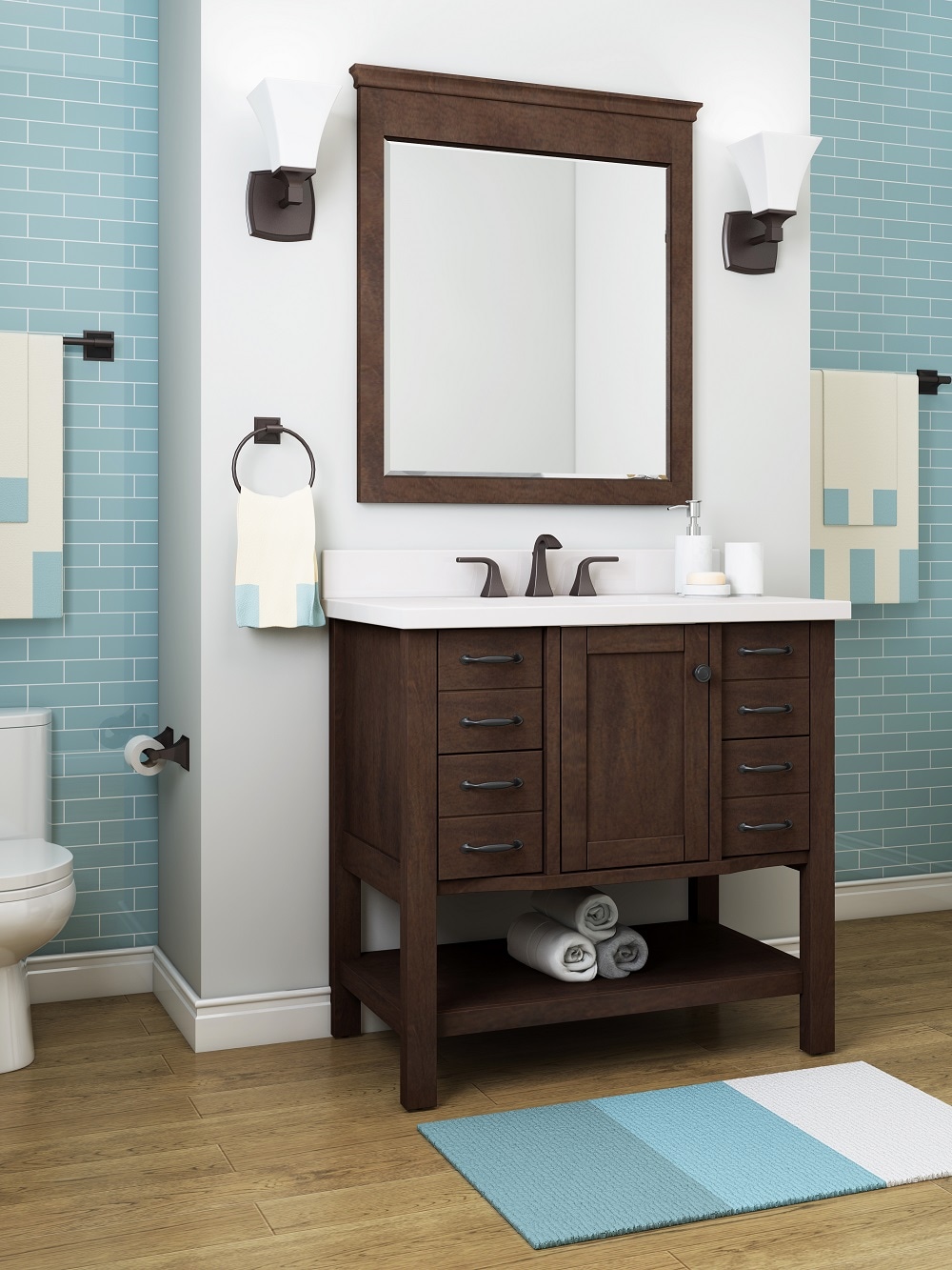 allen + roth Kingscote 36-in Espresso Undermount Single Sink Bathroom  Vanity with White Engineered Stone Top at