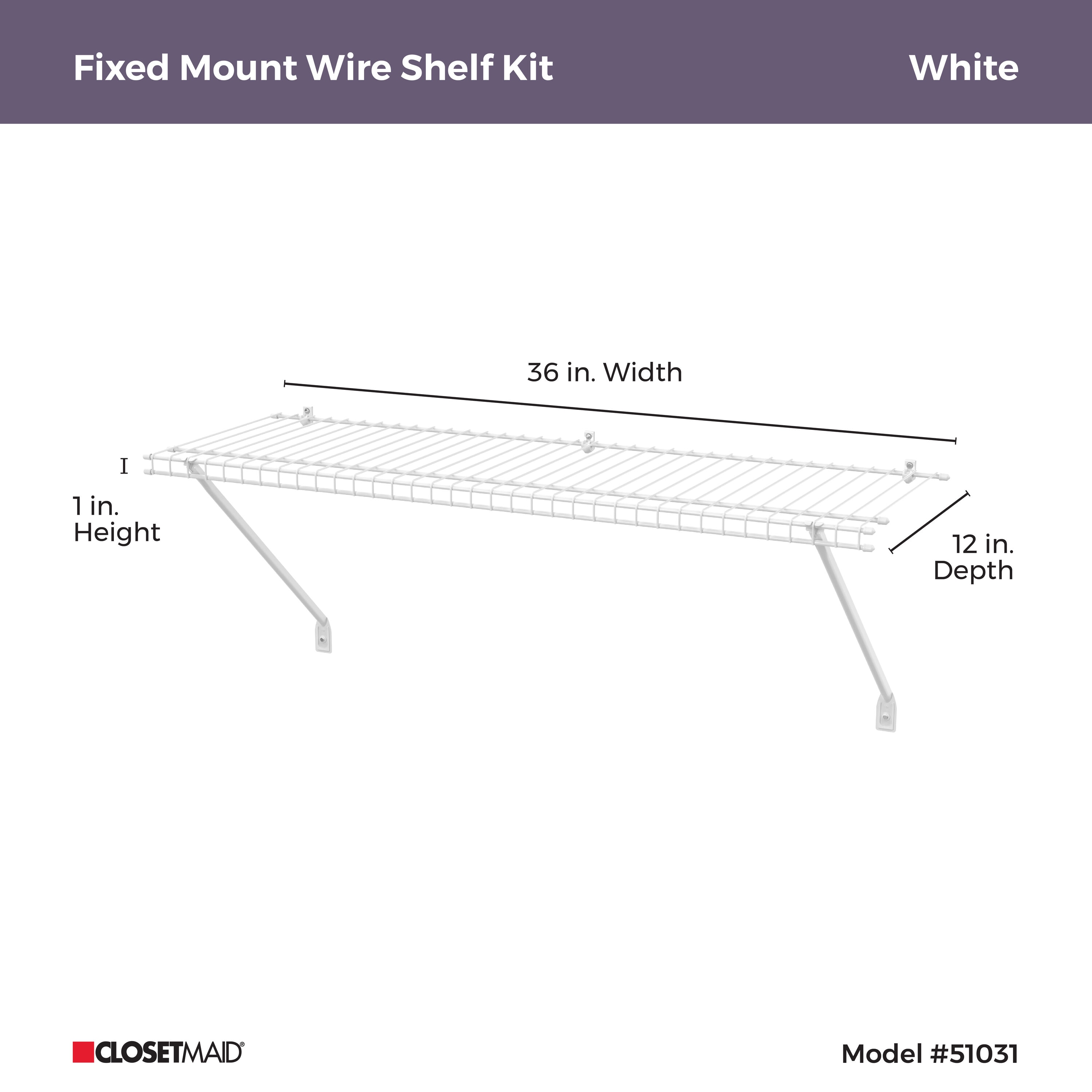 12 in. D x 36 in. W x 54 in. H White Wire Fixed Mount Pantry Closet Kit  With Baskets