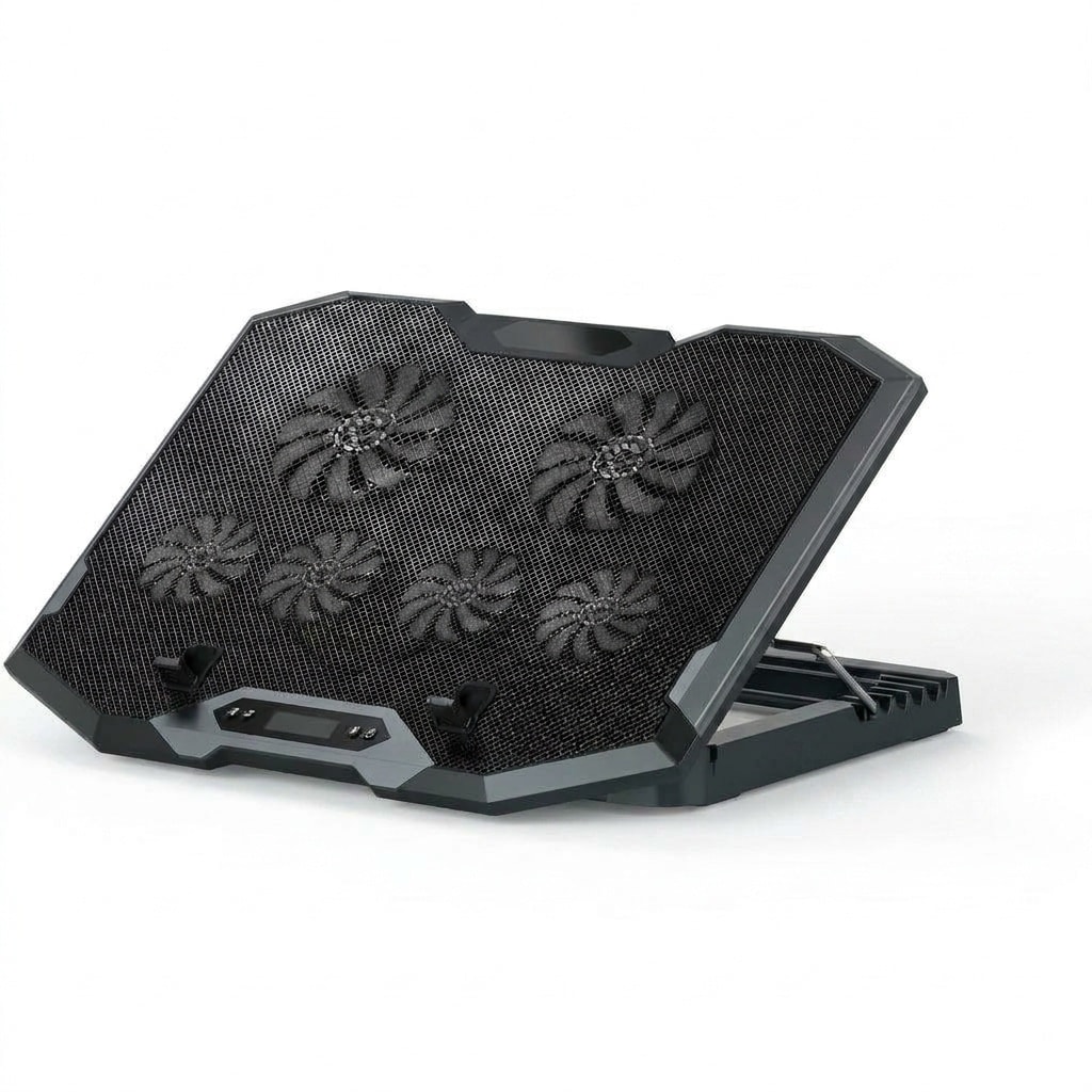 Etokfoks  Gaming Laptop Cooling Pad with 6 Quiet Fans RGB Lighting Adjustable Height Phone Holder USB Powered