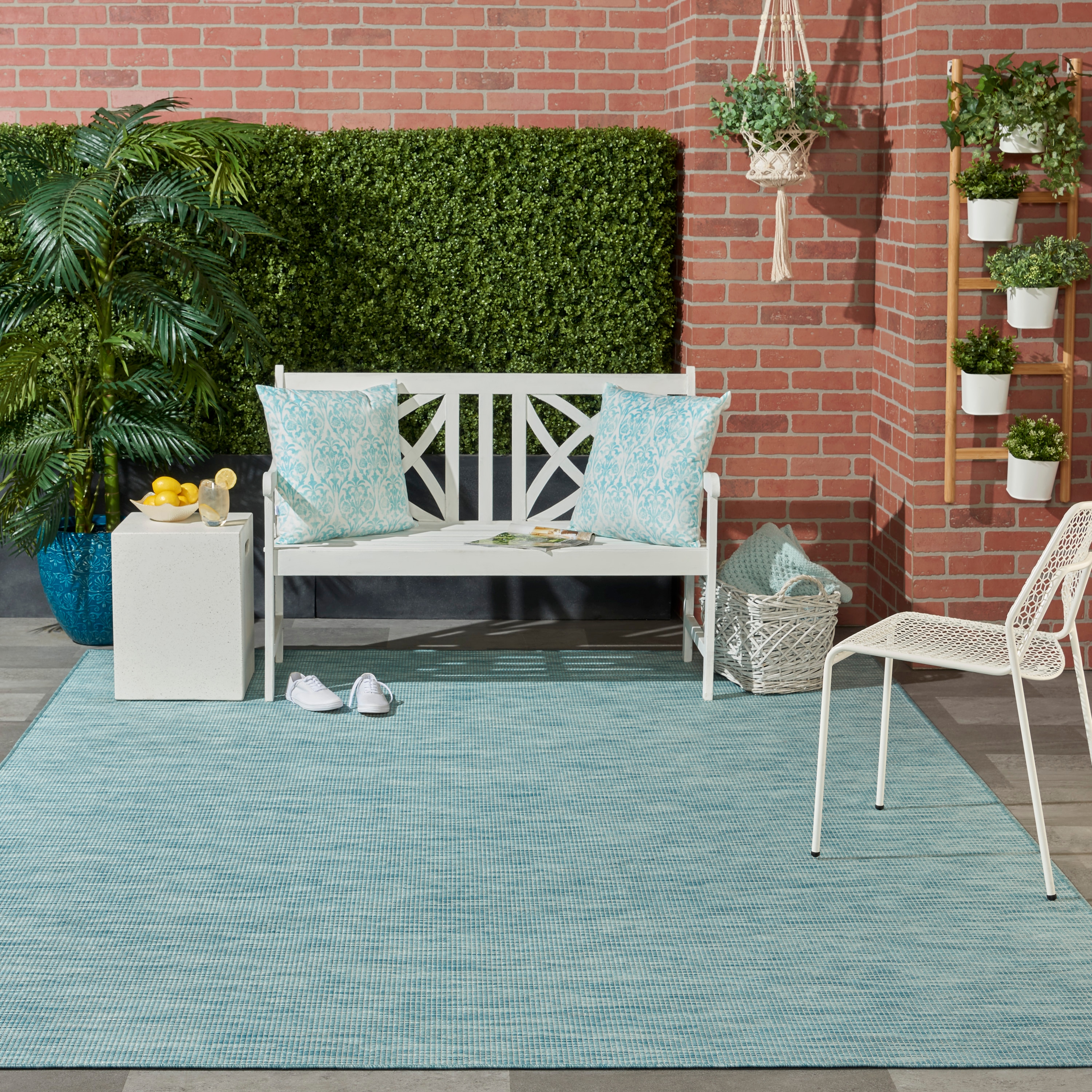 Aqua Flat Woven 8' x 10' Synthetic Rectangular Area Rug