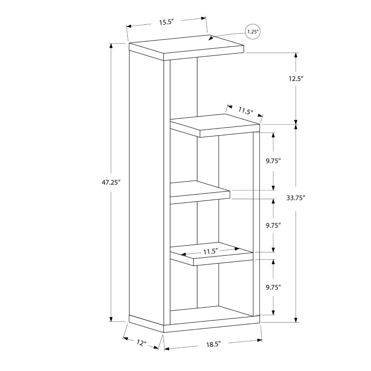 HomeRoots 332830 bookcases - View #3