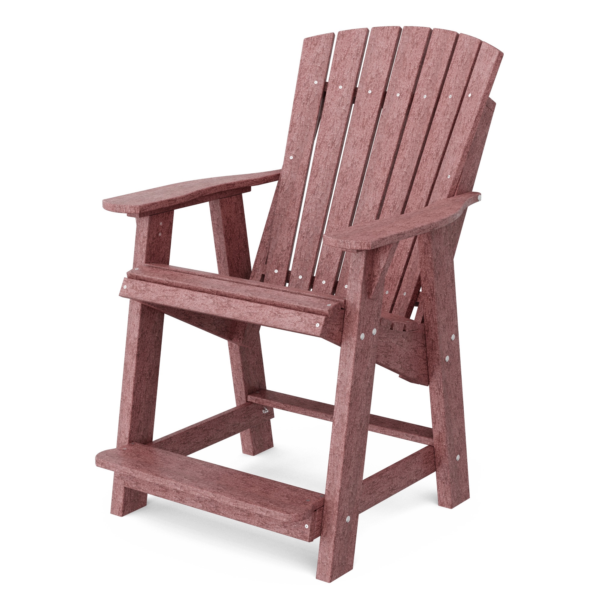 Wildridge LCC-119-CW Heritage High Cherrywood HDPE Frame Stationary Adirondack Chair with Slat Seat