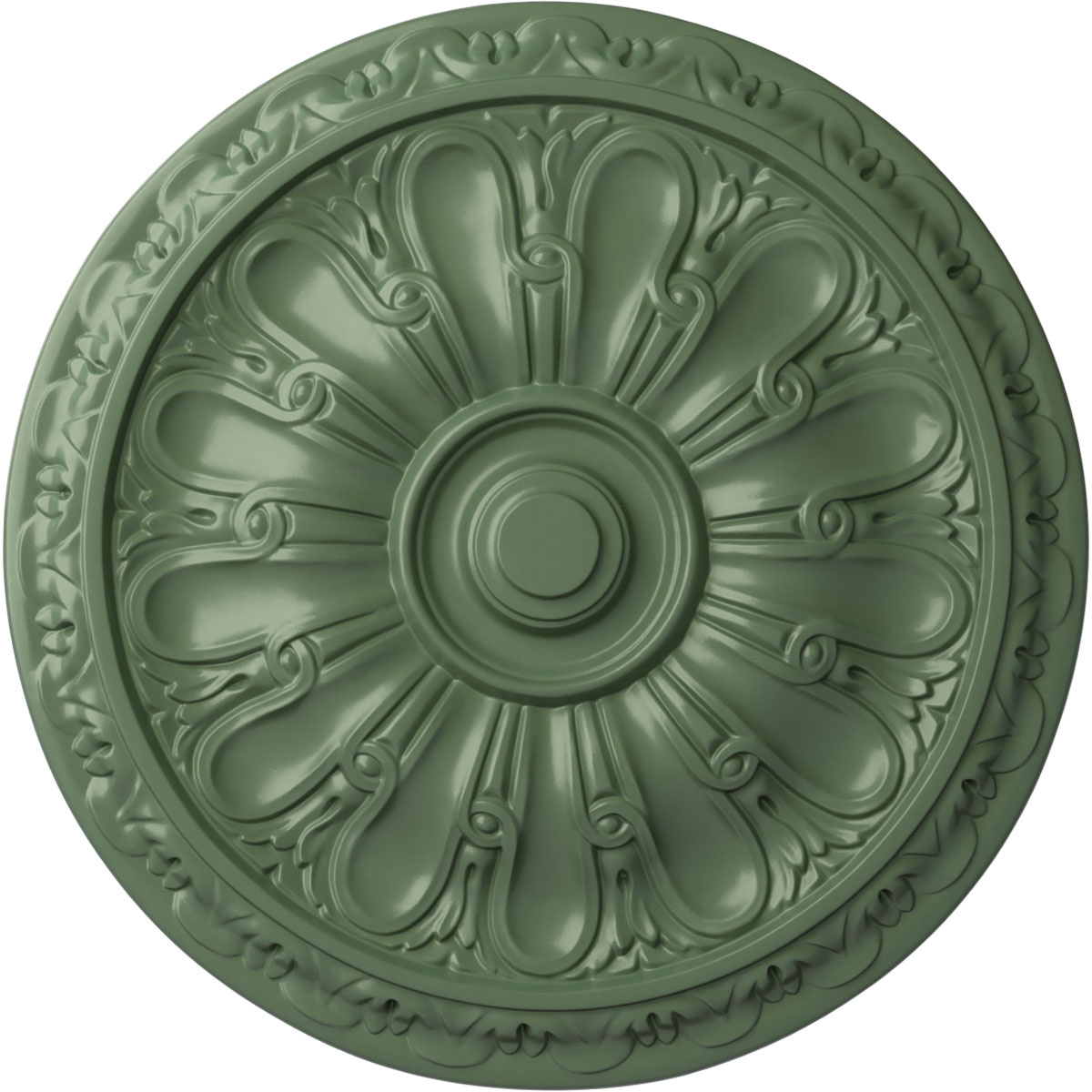 Ekena Millwork CM16KIAGF Kirke 15.75-in W x 15.75-in L Painted Athenian Green Polyurethane Whole Ceiling Medallion