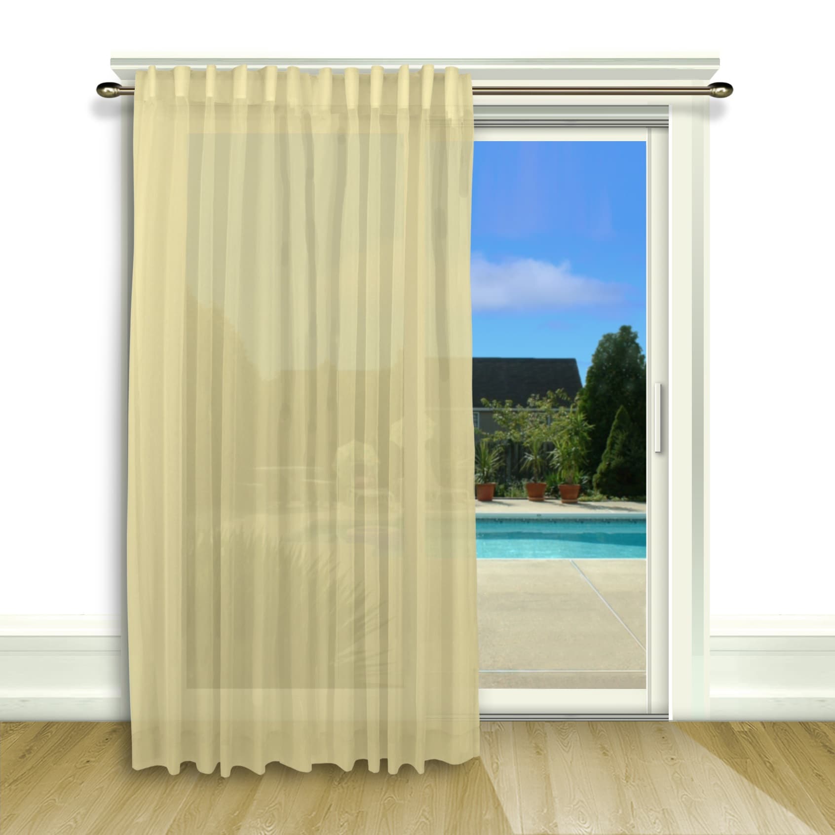 Ricardo Trading 02900-57-484-04 84-Inches Custard Semi-sheer Back tab Single curtain panel