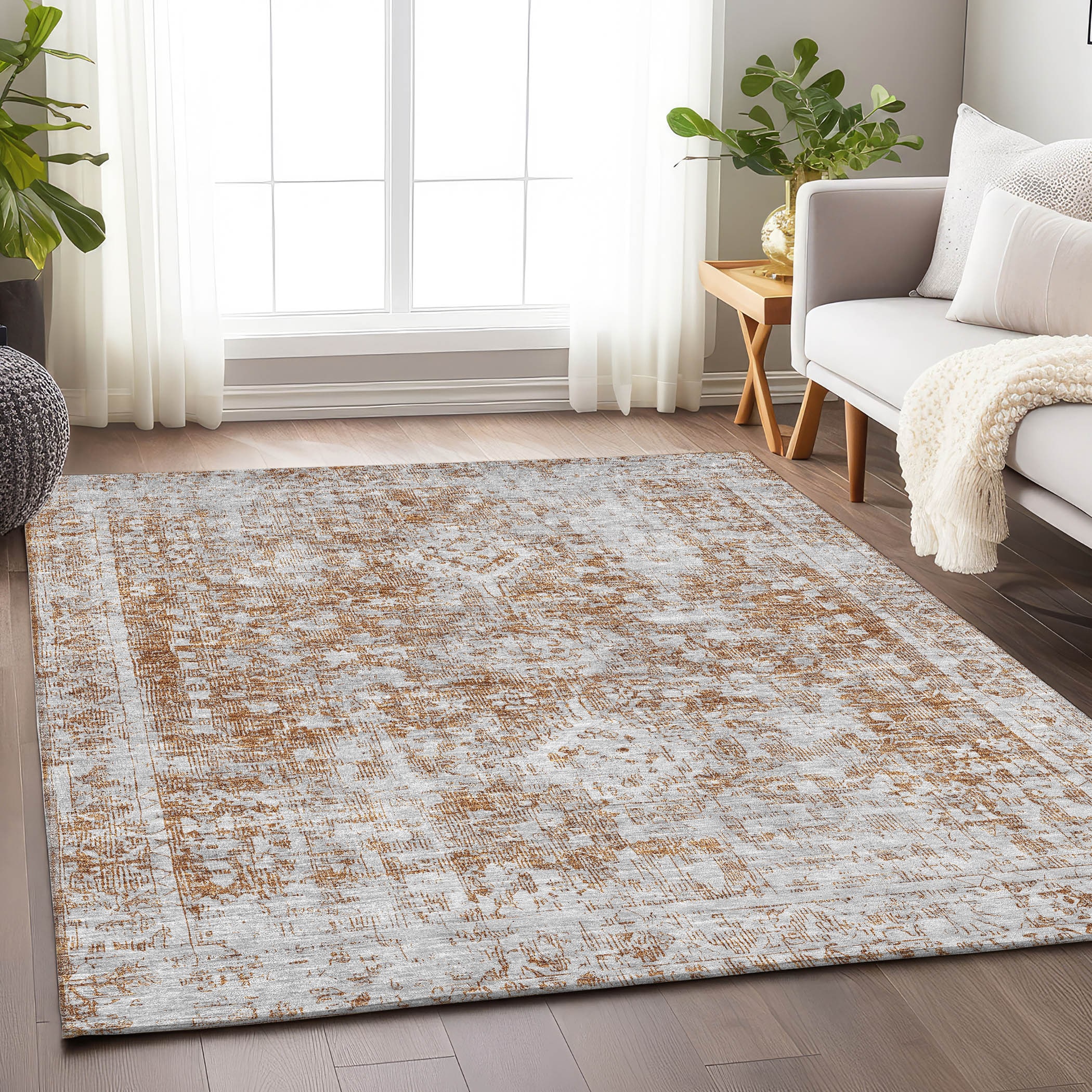 Addison Rugs ACN1229TR3X5 Chantille ACN1229TR 3 x 5 (ft) Polyester Terracotta Rectangular Indoor/Outdoor Geometric Machine washable Area rug