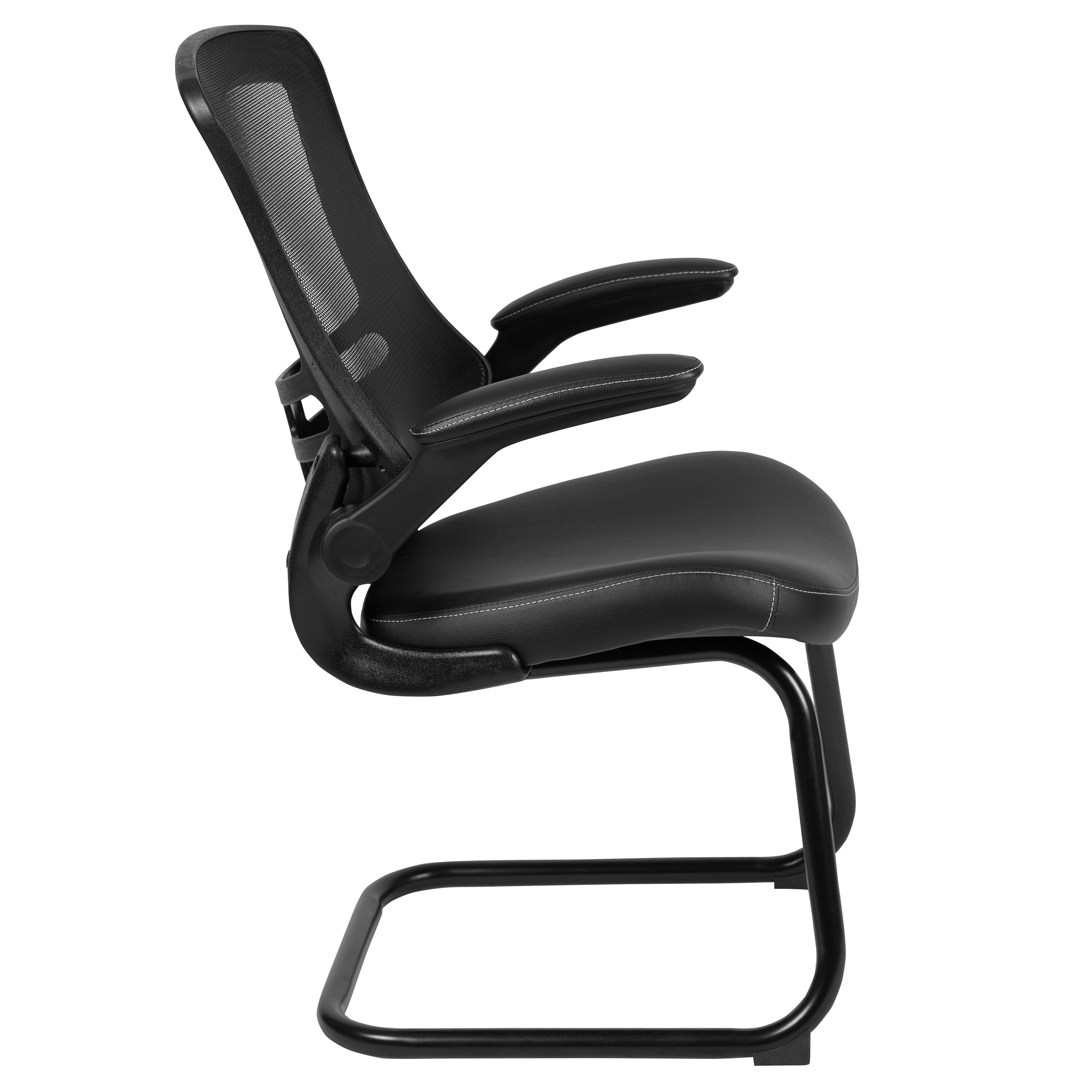 Kelista High-Back Black LeatherSoft Mesh Office Guest Chair