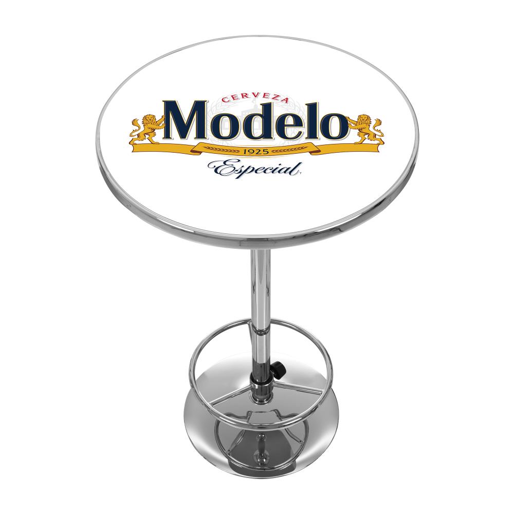 Trademark Gameroom MOD2000 Pub Tables Chrome Round Traditional Bar Table, Composite with Metal Pedestal Base 27.375-in L x 42-in H