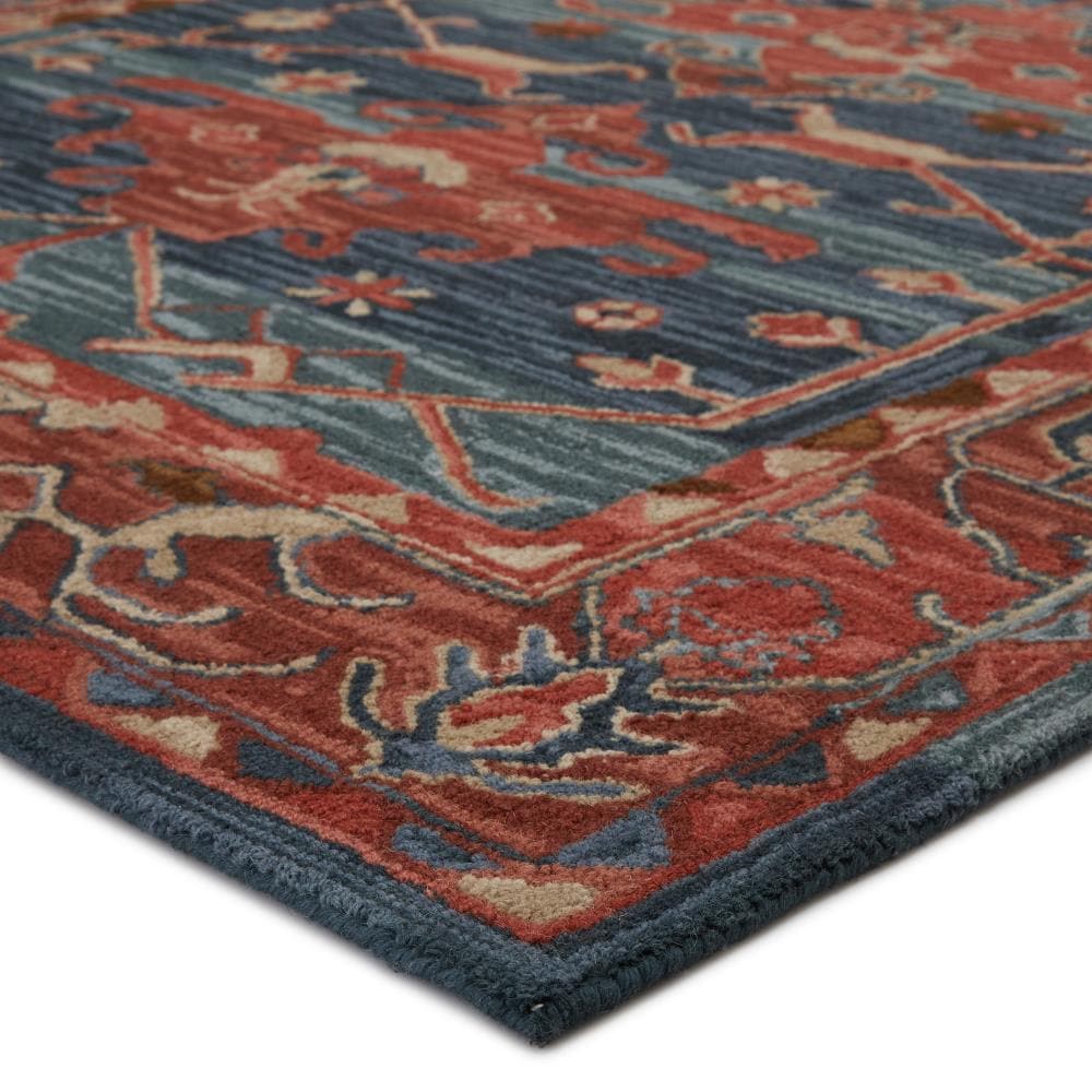 Handmade Blue Wool Medallion Tufted 5' x 8' Rug