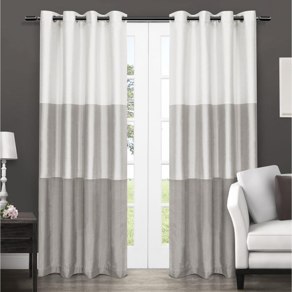 Design Decor 108-in Grey Semi-sheer Grommet Curtain Panel Pair in the  Curtains & Drapes department at