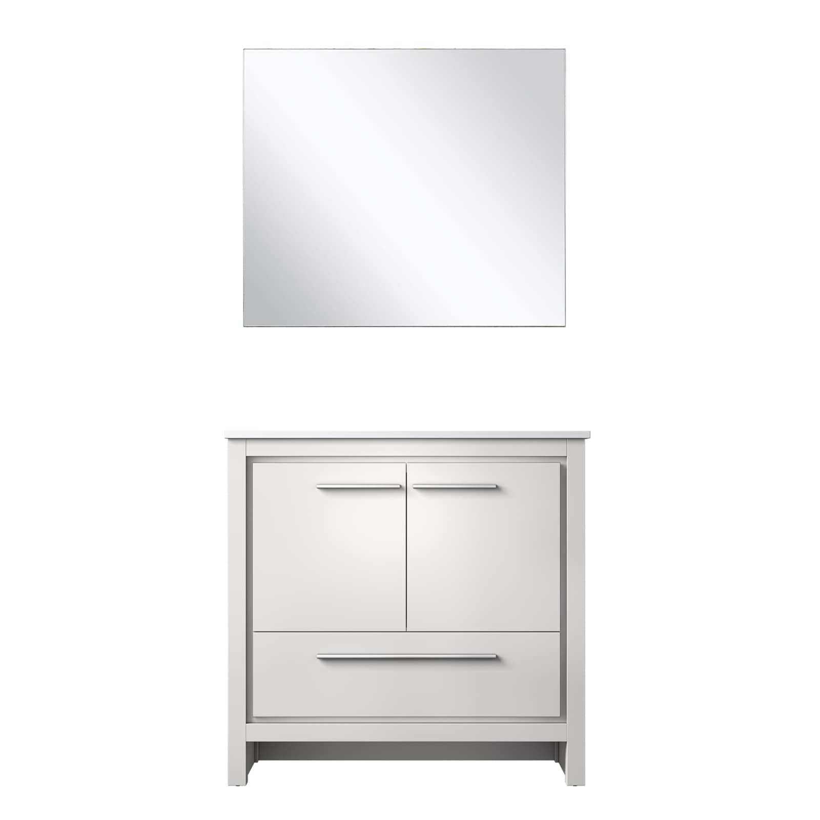 Lexora LVSCSH36SW210 Scotshire 36-in White Undermount Single Sink Bathroom Vanity with White Quartz Top (Mirror Included)