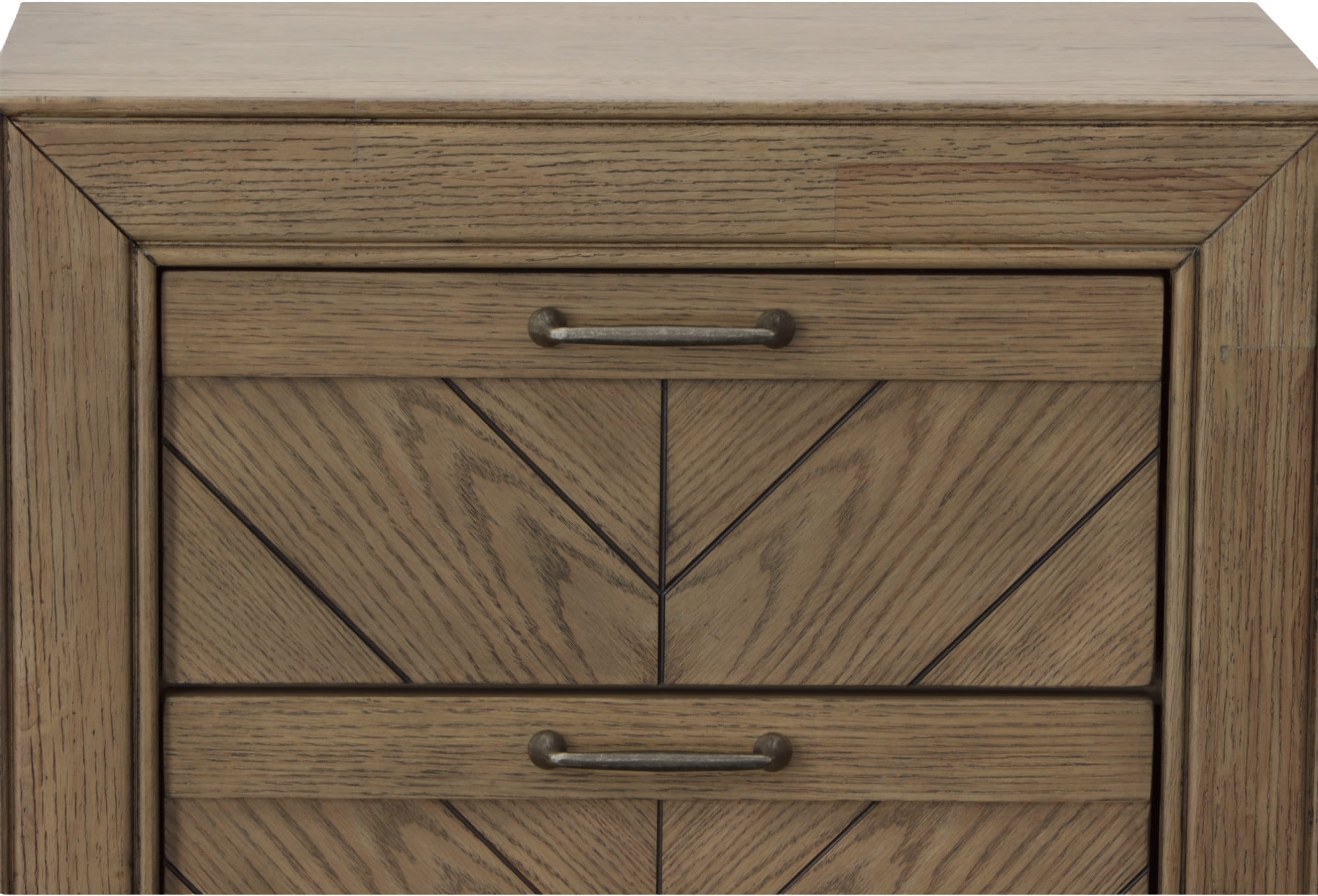 Weathered Sand Rustic Wood 2-Drawer Nightstand