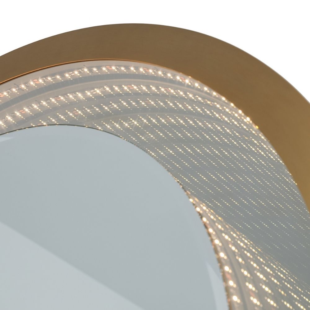 Starfall Infinity LED Round Wall Mirror with Brushed Brass Frame