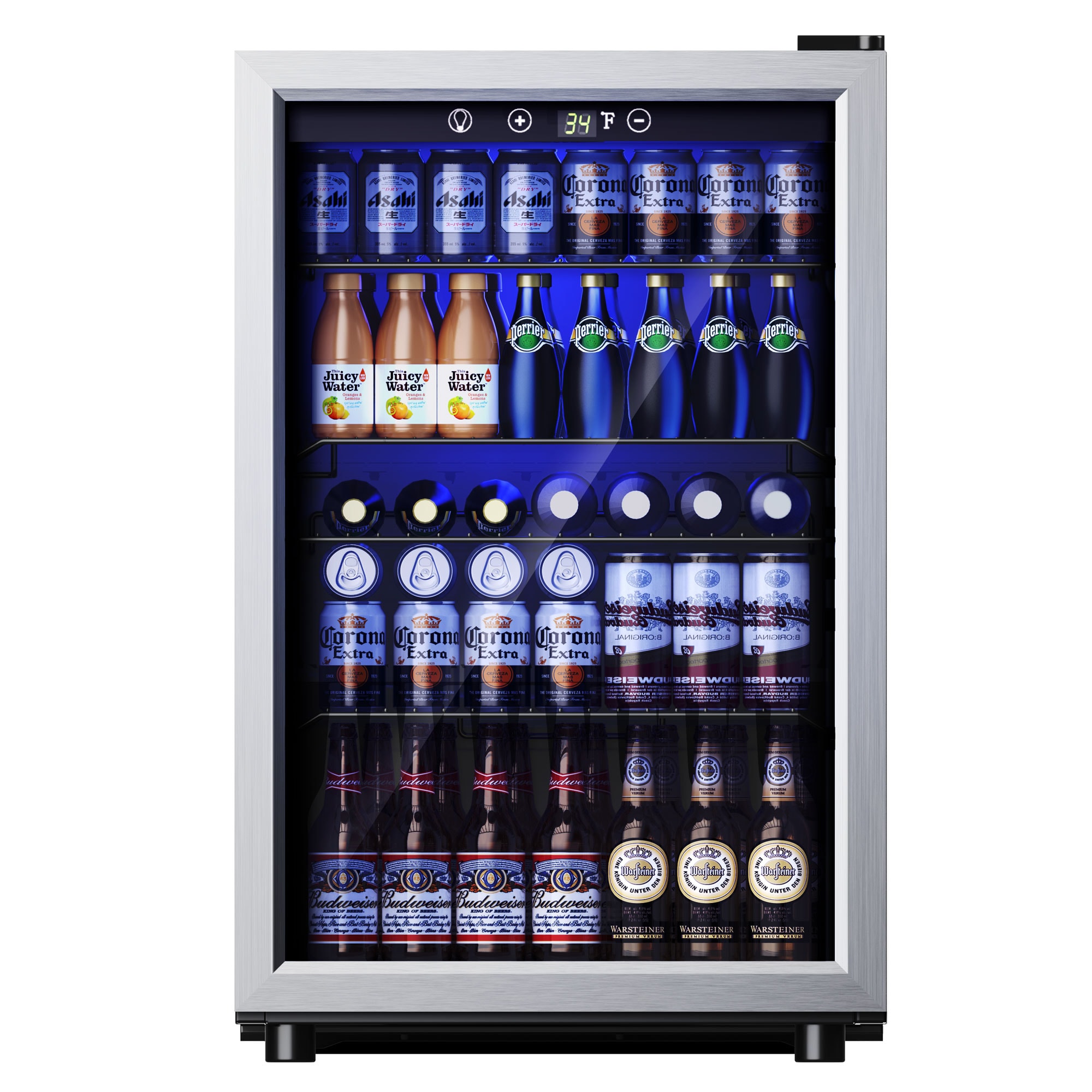 SIMZLIFE 20-in W 150 -Can Capacity Sliver Freestanding Indoor Beverage Refrigerator with Glass Door #BR-150