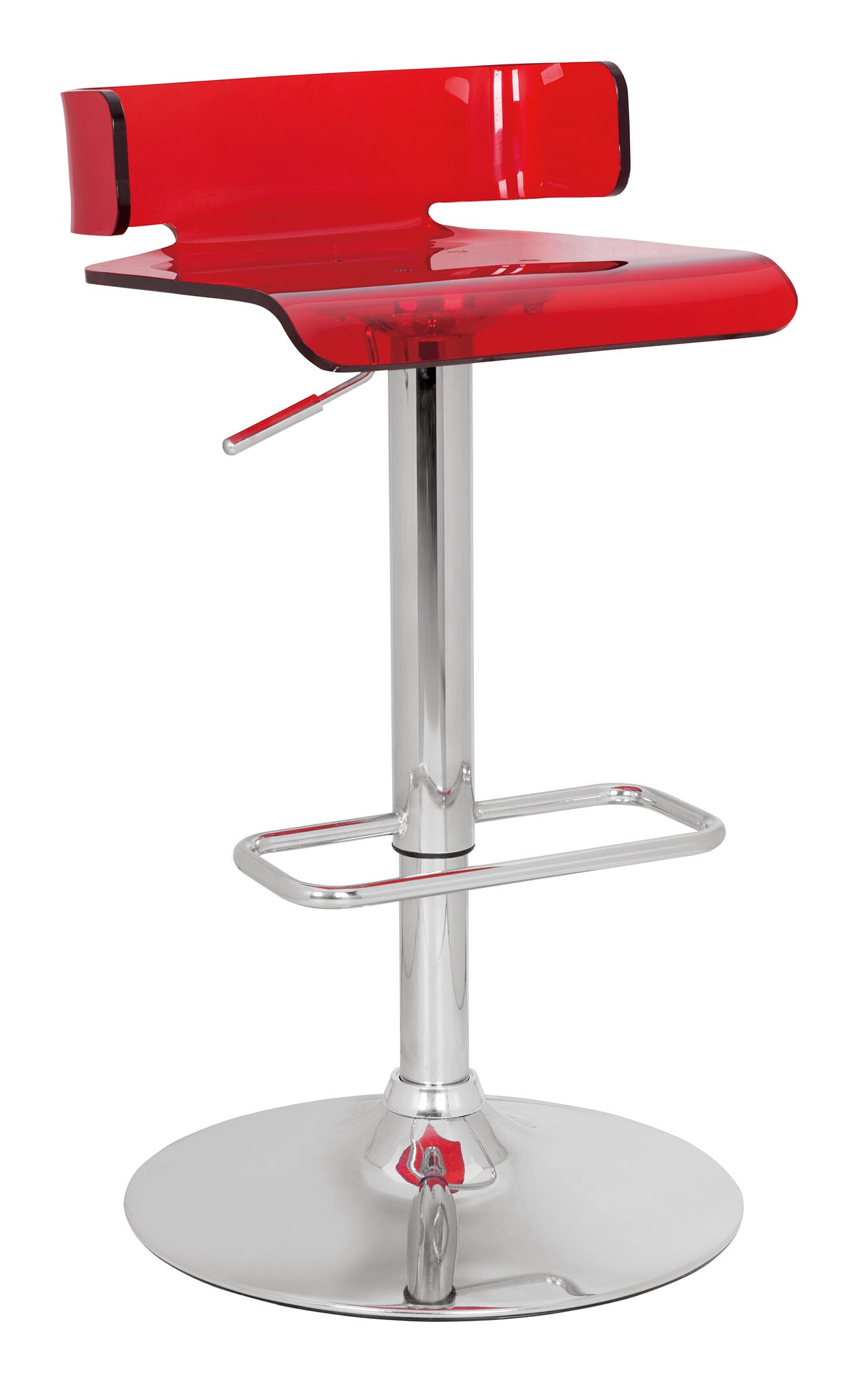 HomeRoots 285447 Red Chrome 1-in H Adjustable height Metal Bar Stool Back