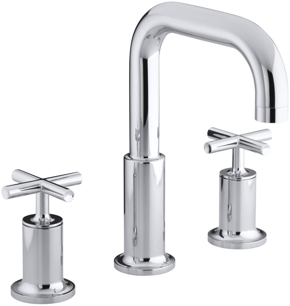 Polished Chrome Modern Deck-Mount Bath Faucet with Cross Handles