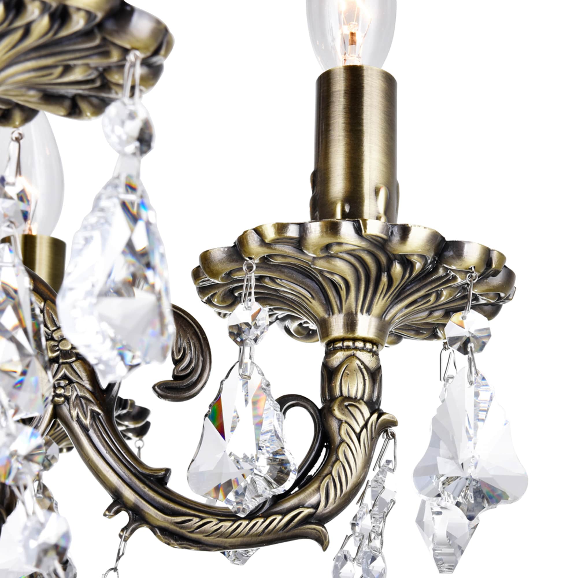 Antique Brass and Crystal 6-Light Mini Chandelier